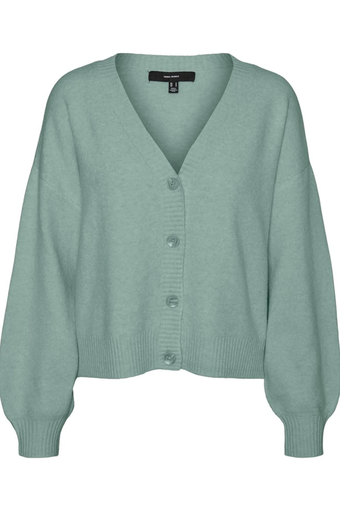 VMDoffy LS Vneck Button Cardigan - Jadeite Melange - Image 4