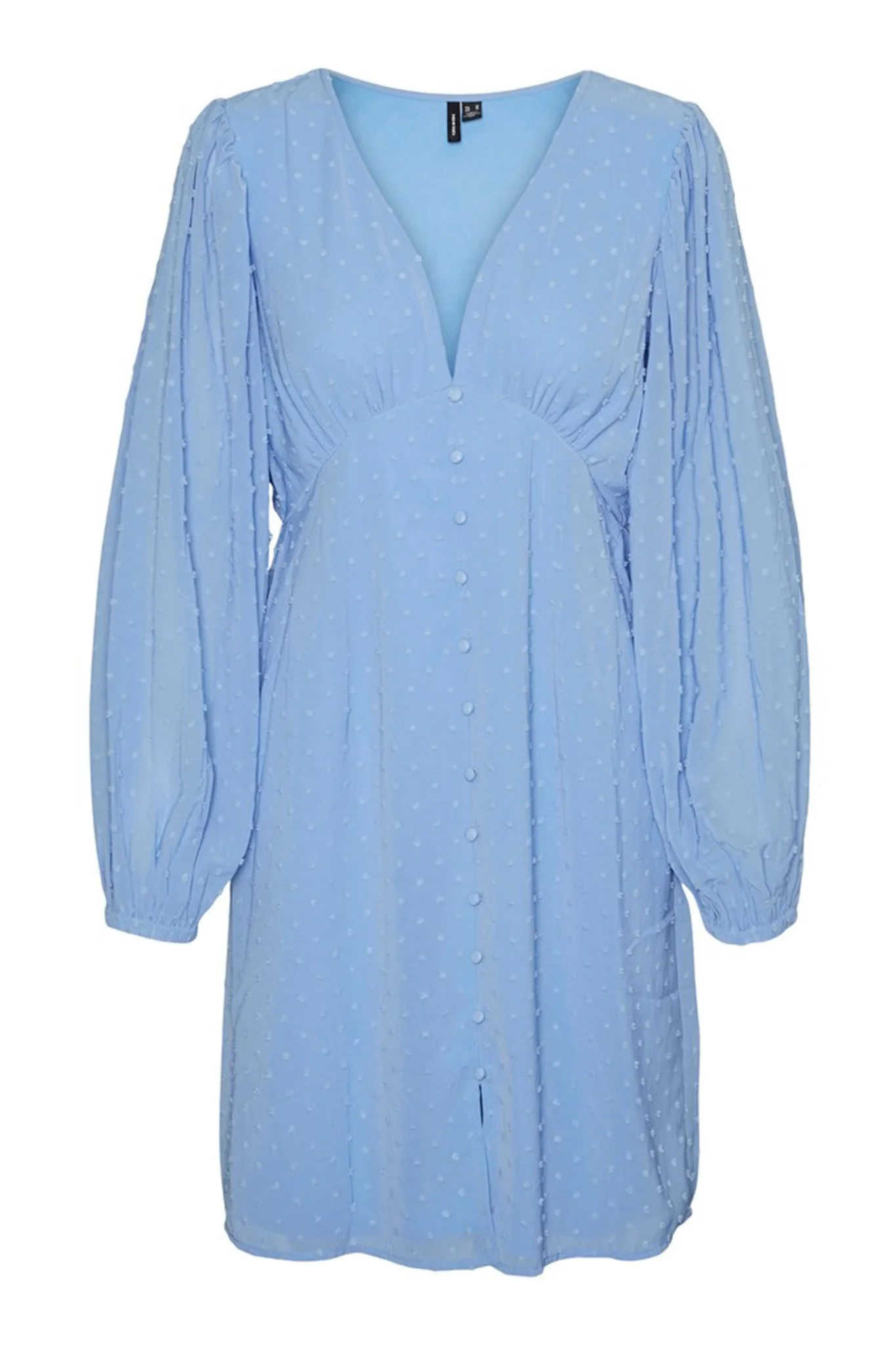 VMDora Dobby LS Vneck Short Dress - Little Boy Blue - Image 8