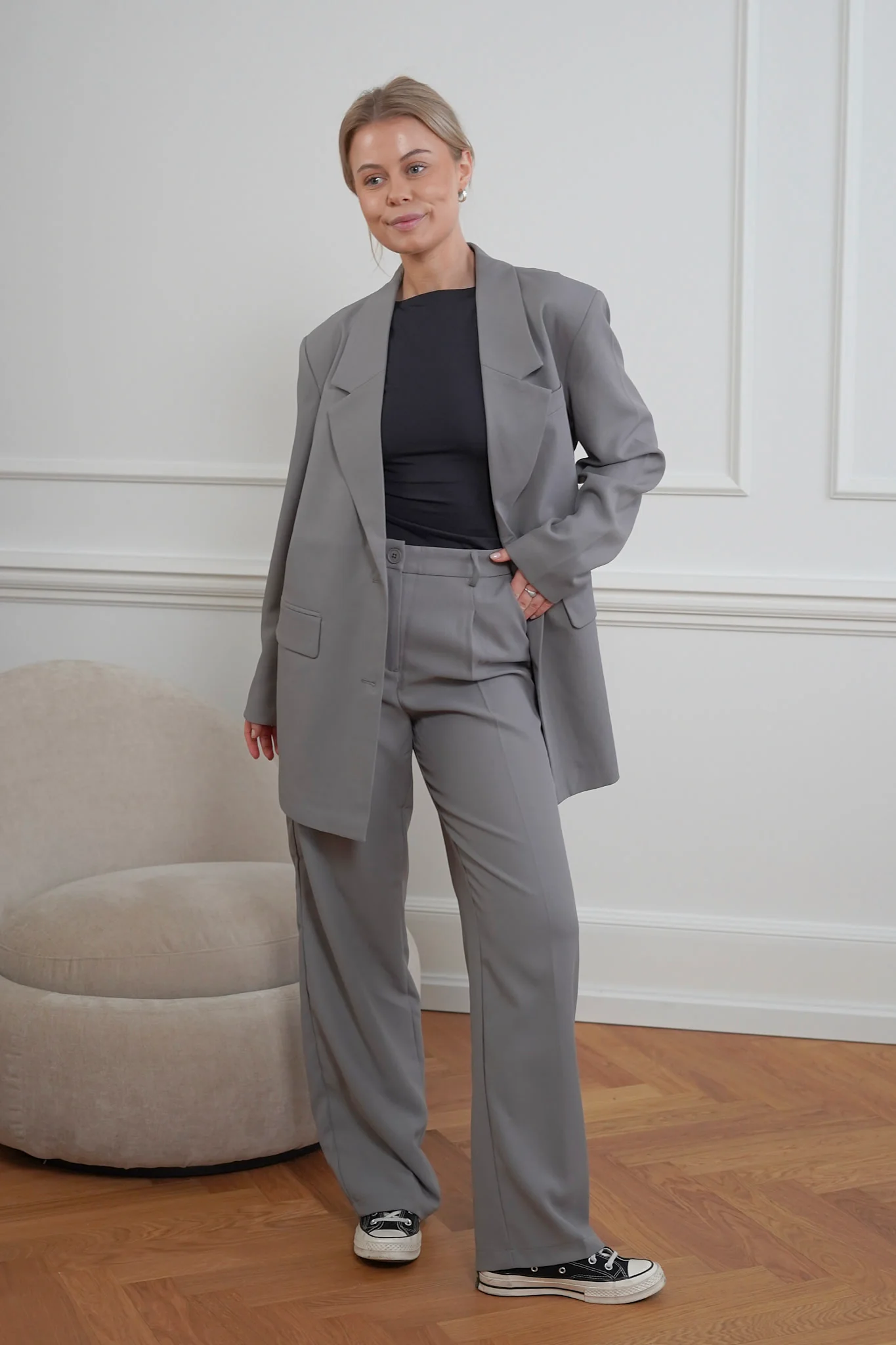 NMDrewie HW Straight Pants - Titanium - Image 3
