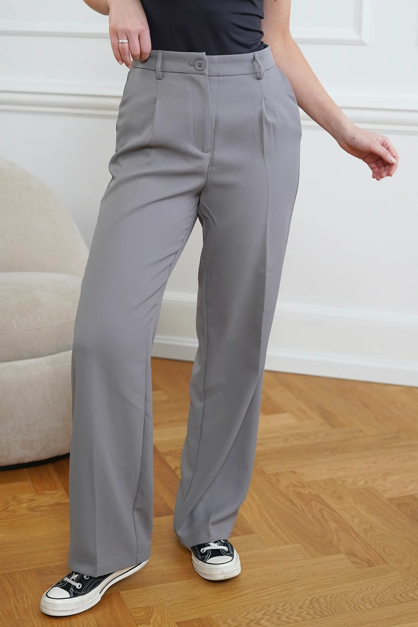 NMDrewie HW Straight Pants - Titanium - Image 4