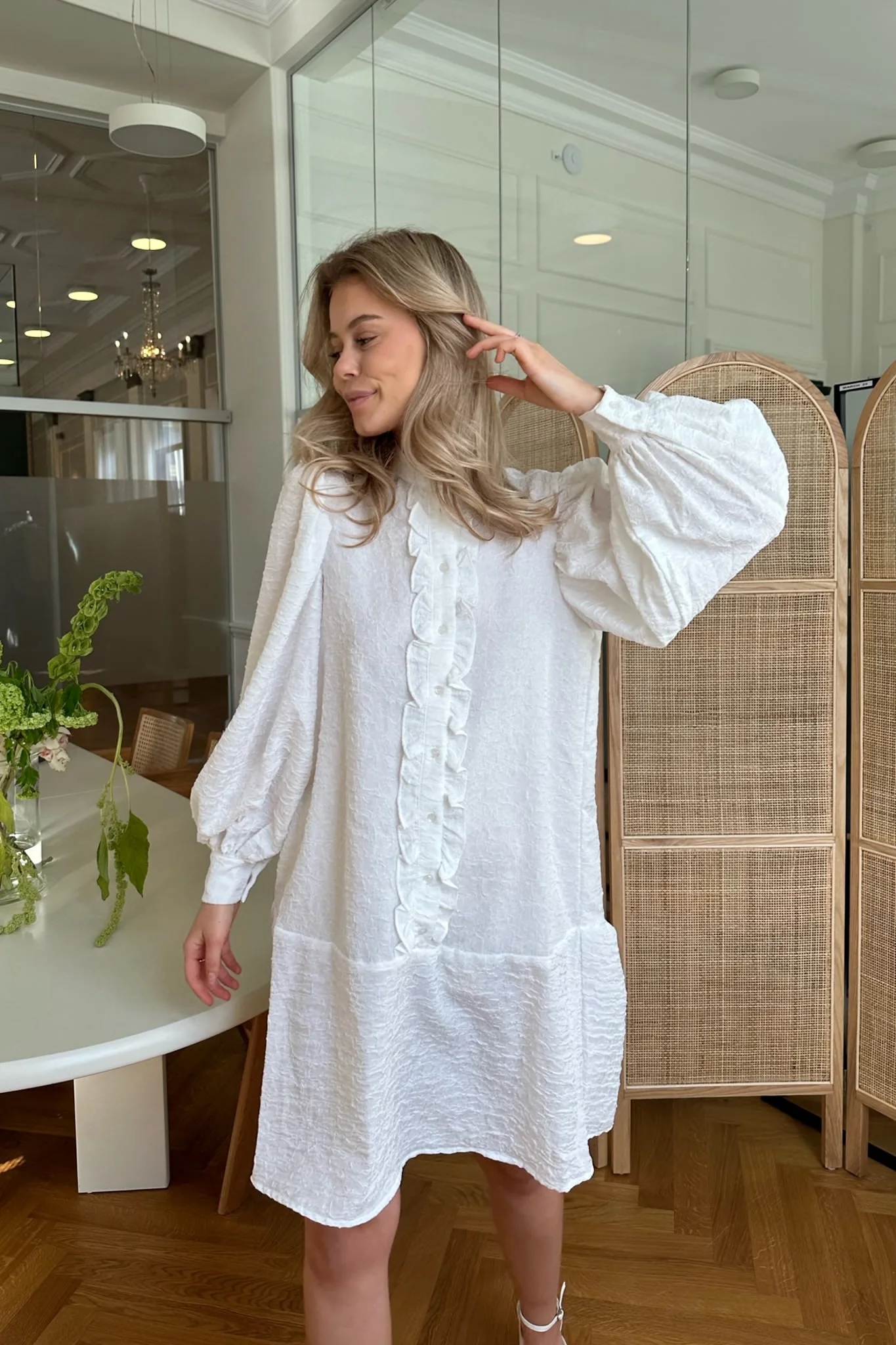 ElieIC Ruffle Dress - White - Image 3