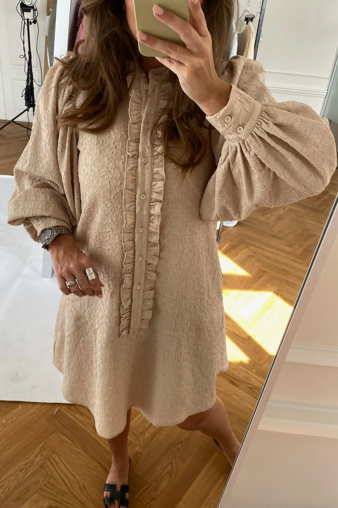 ElieIC Ruffle Dress - Light Beige - Image 9