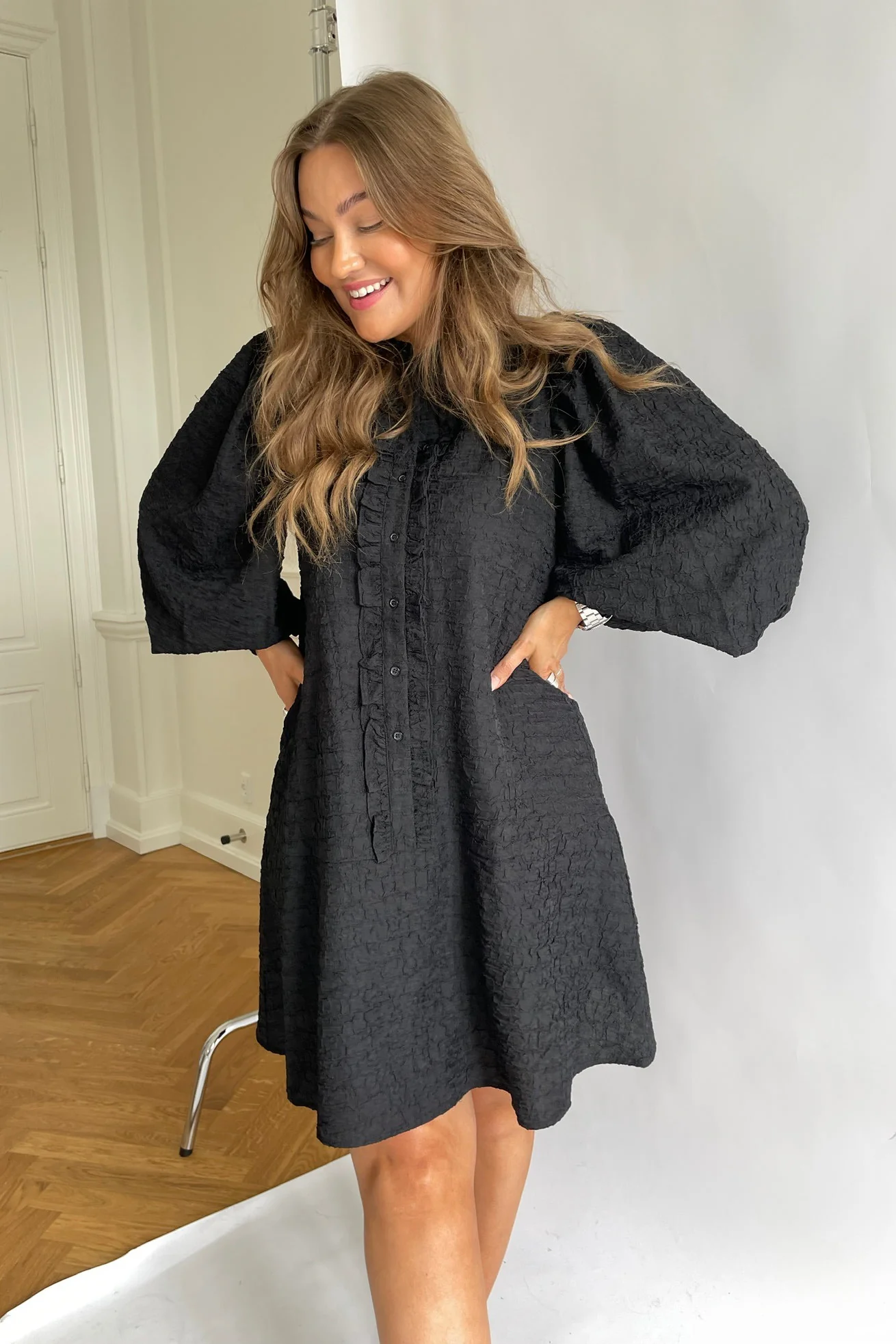 ElieIC Ruffle Dress - Black - Image 3