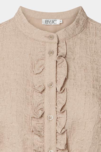 ElieaIC Ruffle Dress - Beige - Image 9