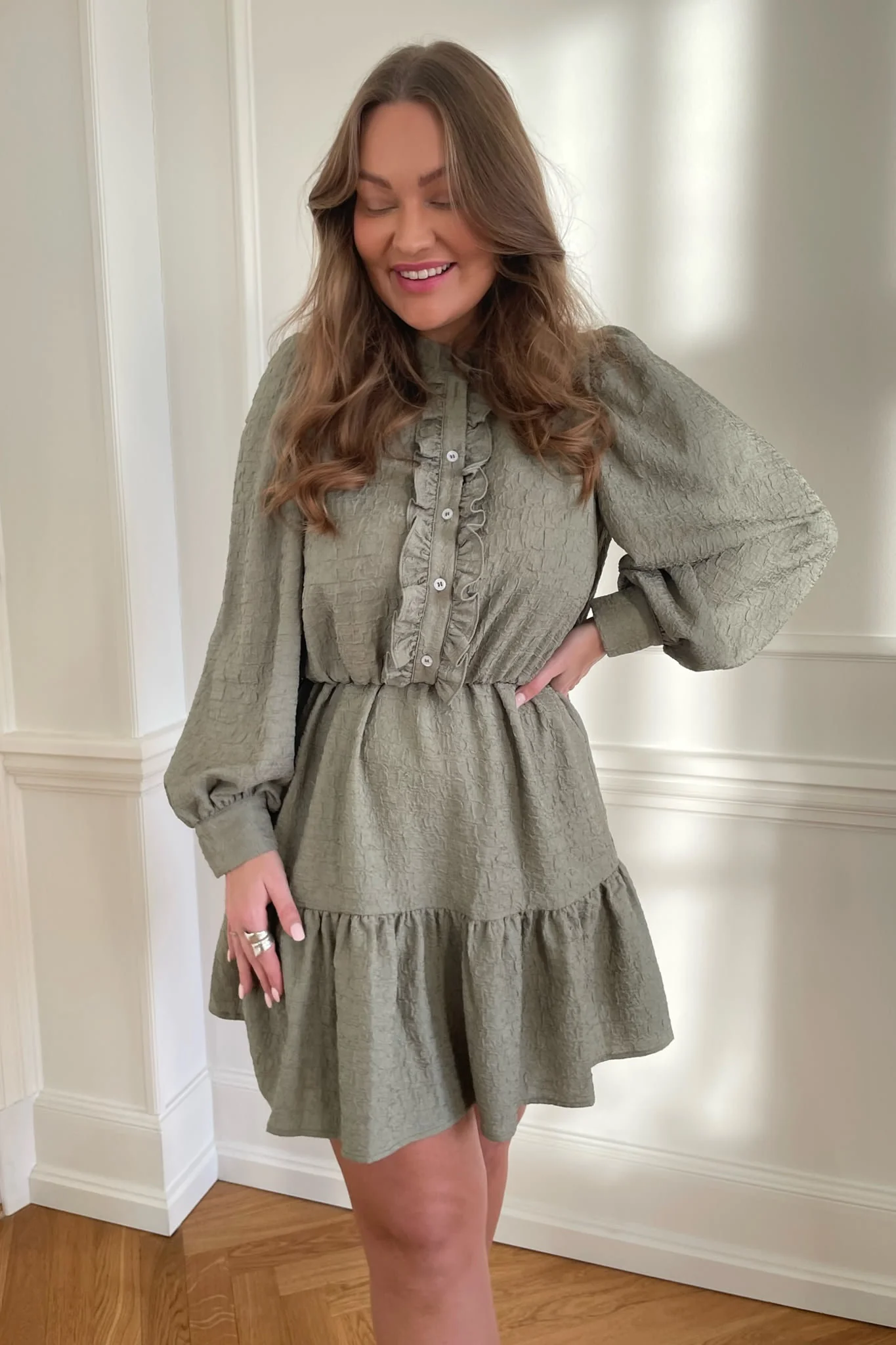 ElieaIC Ruffle Dress - Green - Image 5