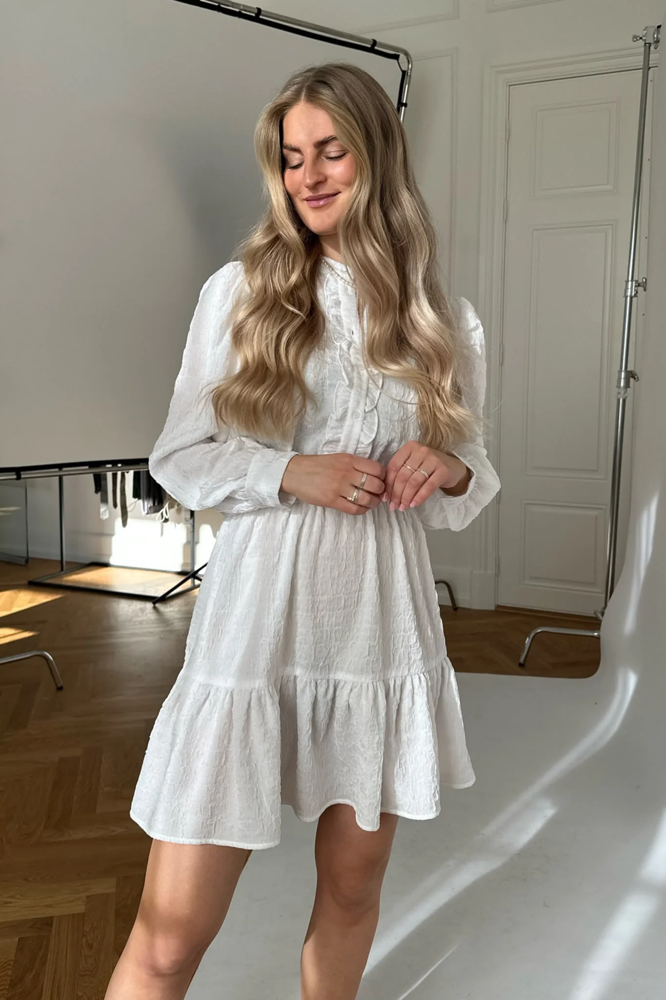 ElieaIC Ruffle Dress - White - Image 3