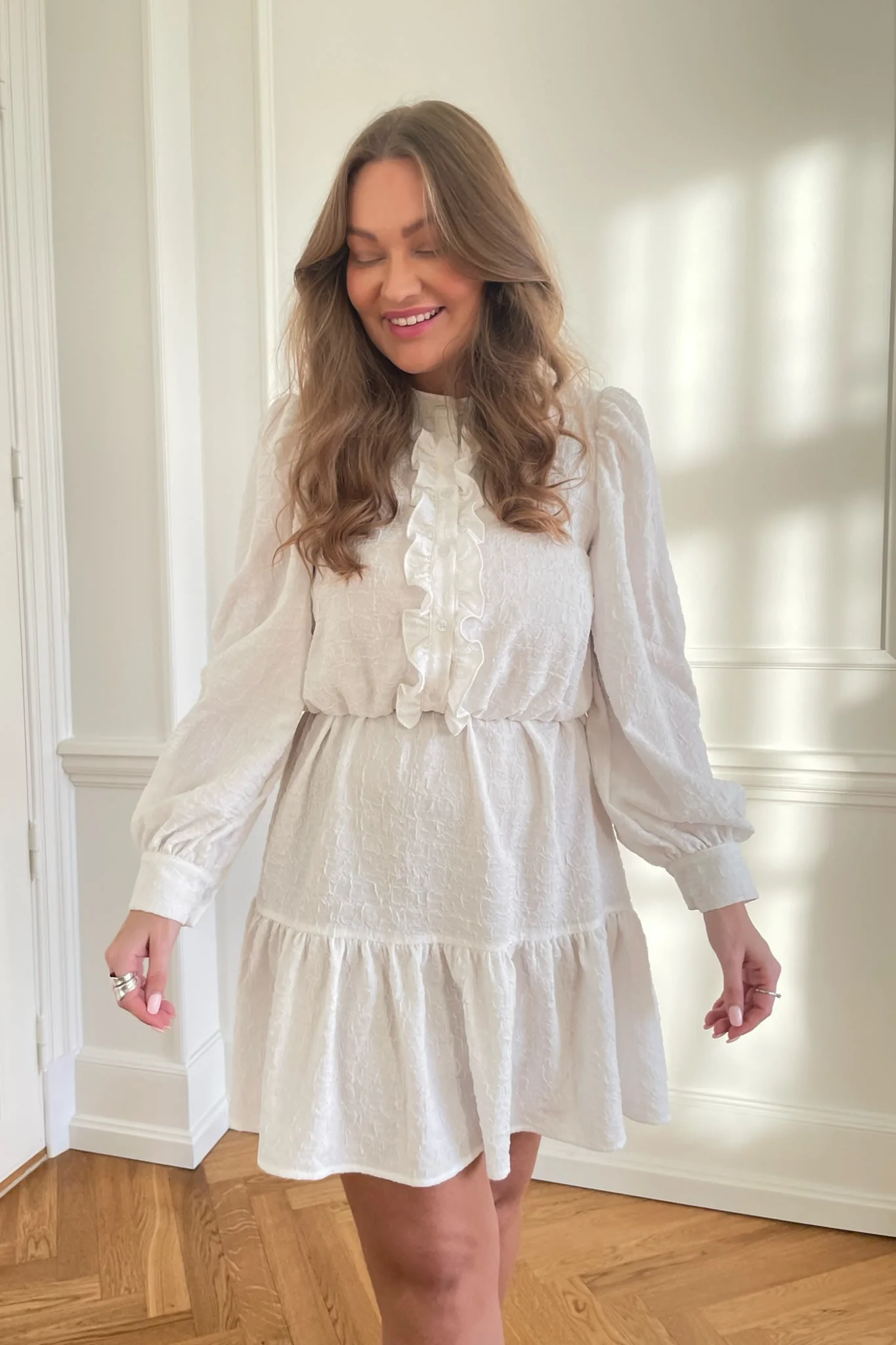 ElieaIC Ruffle Dress - White - Image 5