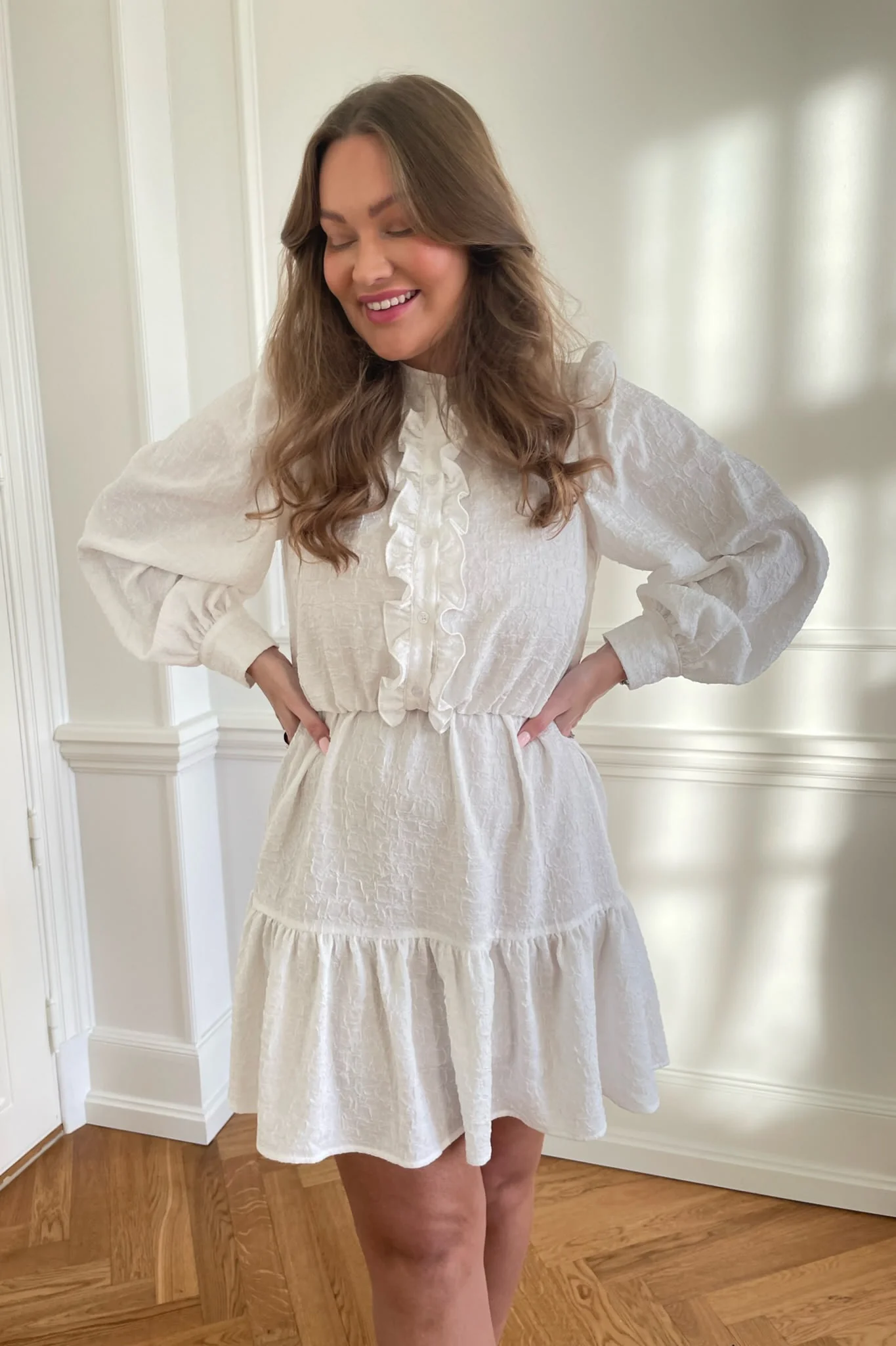 ElieaIC Ruffle Dress - White - Image 6
