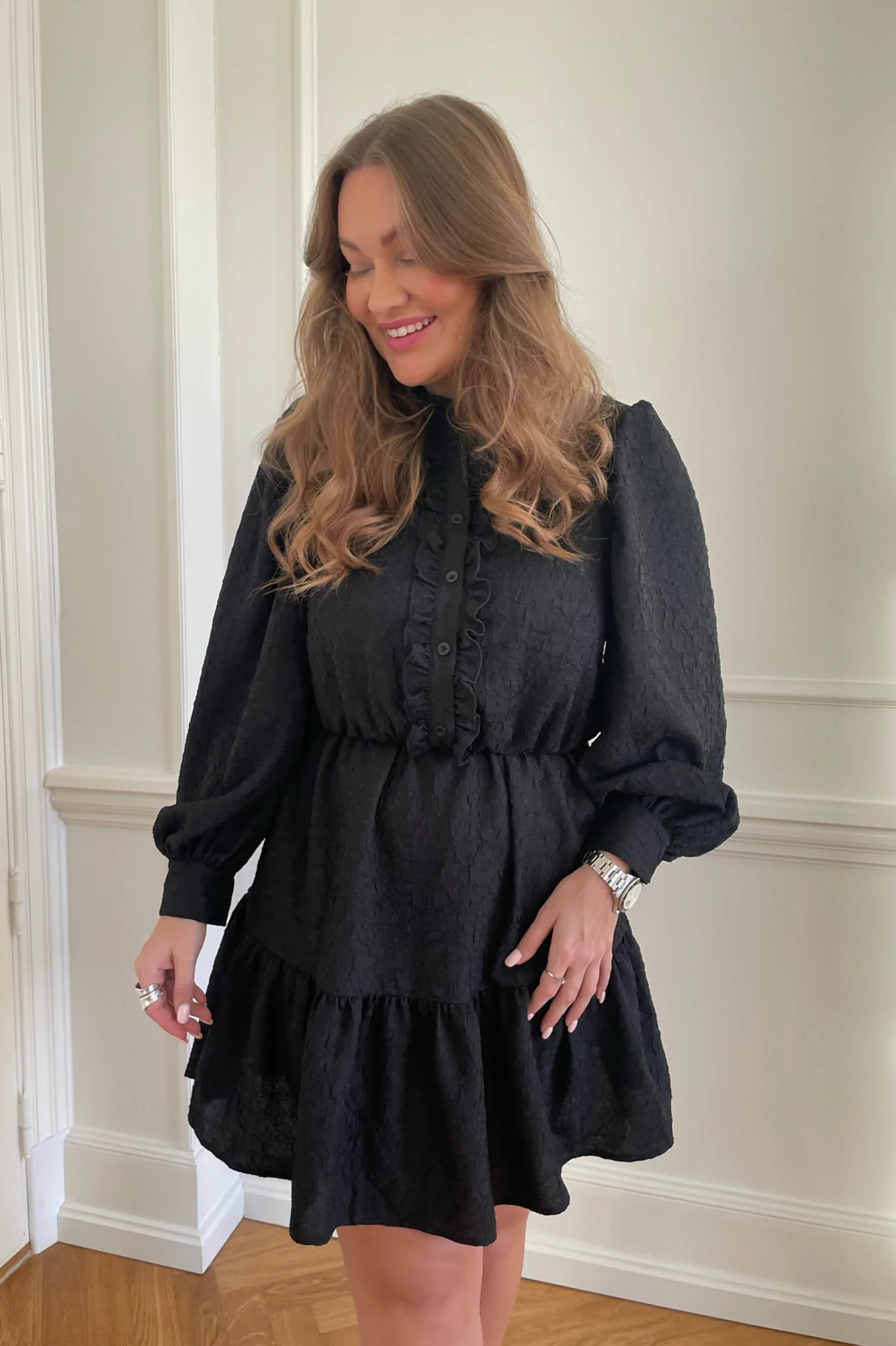 ElieaIC Ruffle Dress - Black - Image 2