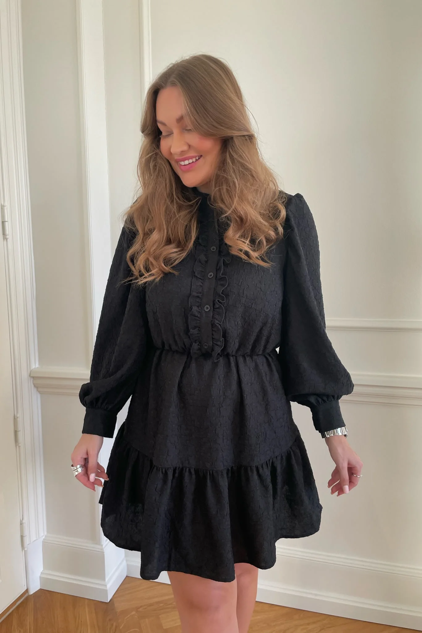 ElieaIC Ruffle Dress - Black - Image 4