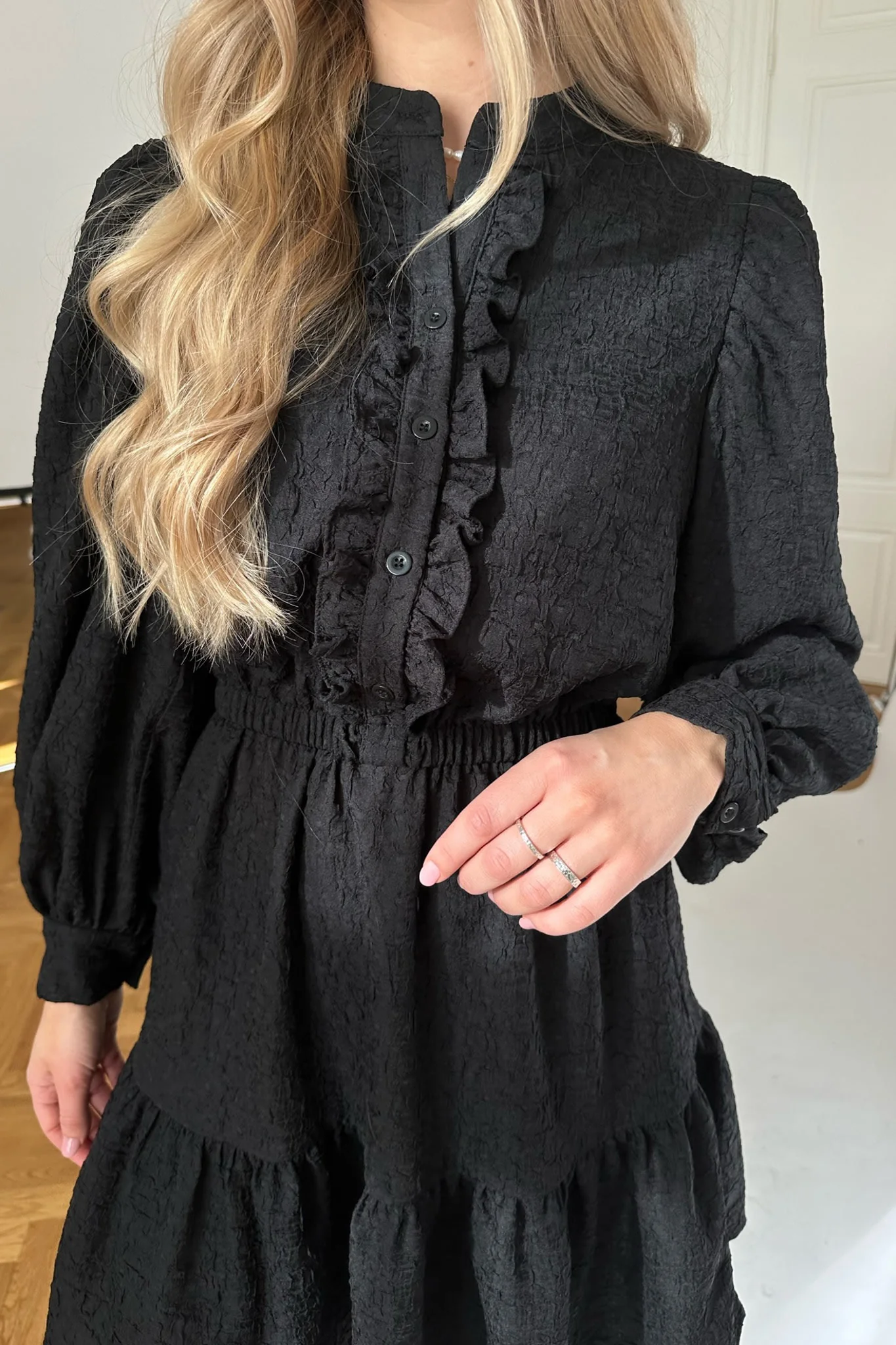 ElieaIC Ruffle Dress - Black - Image 5