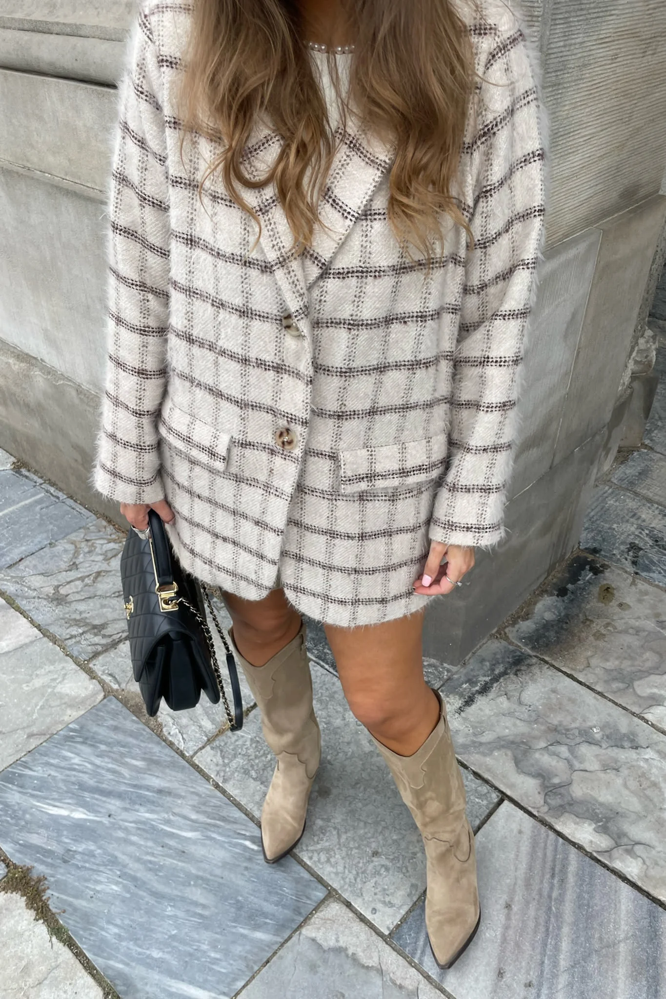ElisaIC Blazer - Beige Brown Checks - Image 2