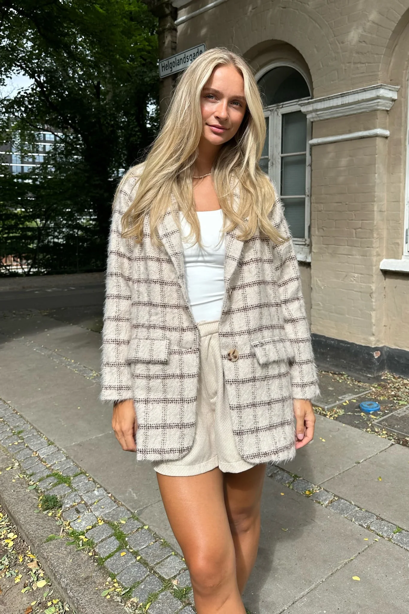 ElisaIC Blazer - Beige Brown Checks - Image 4
