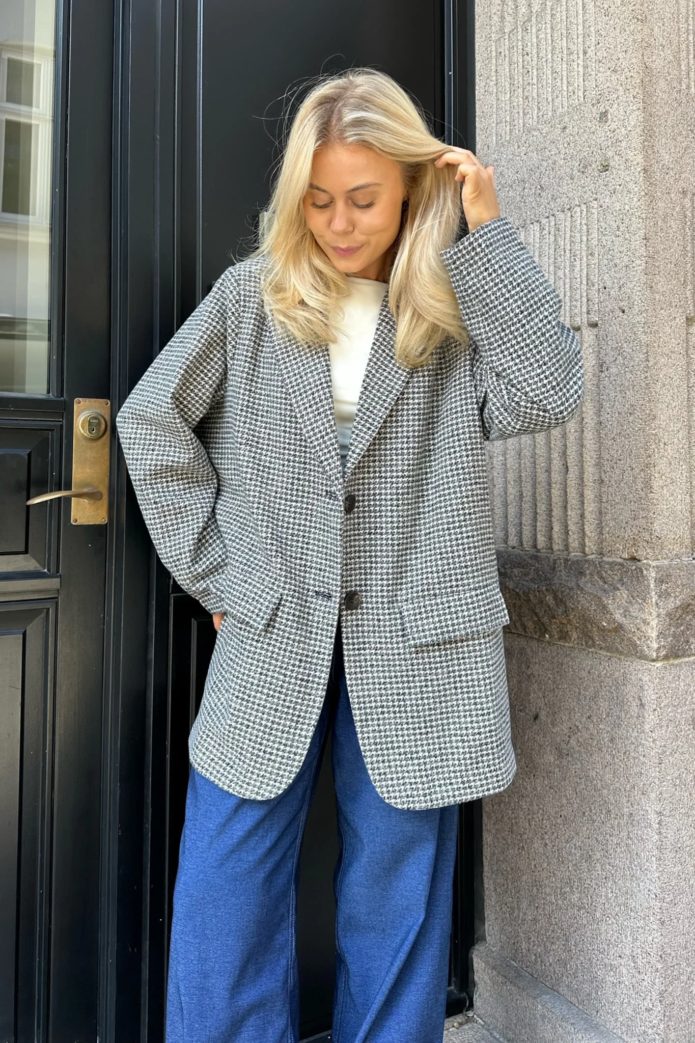 ElisaIC Blazer - Grey Beige Checks - Image 10