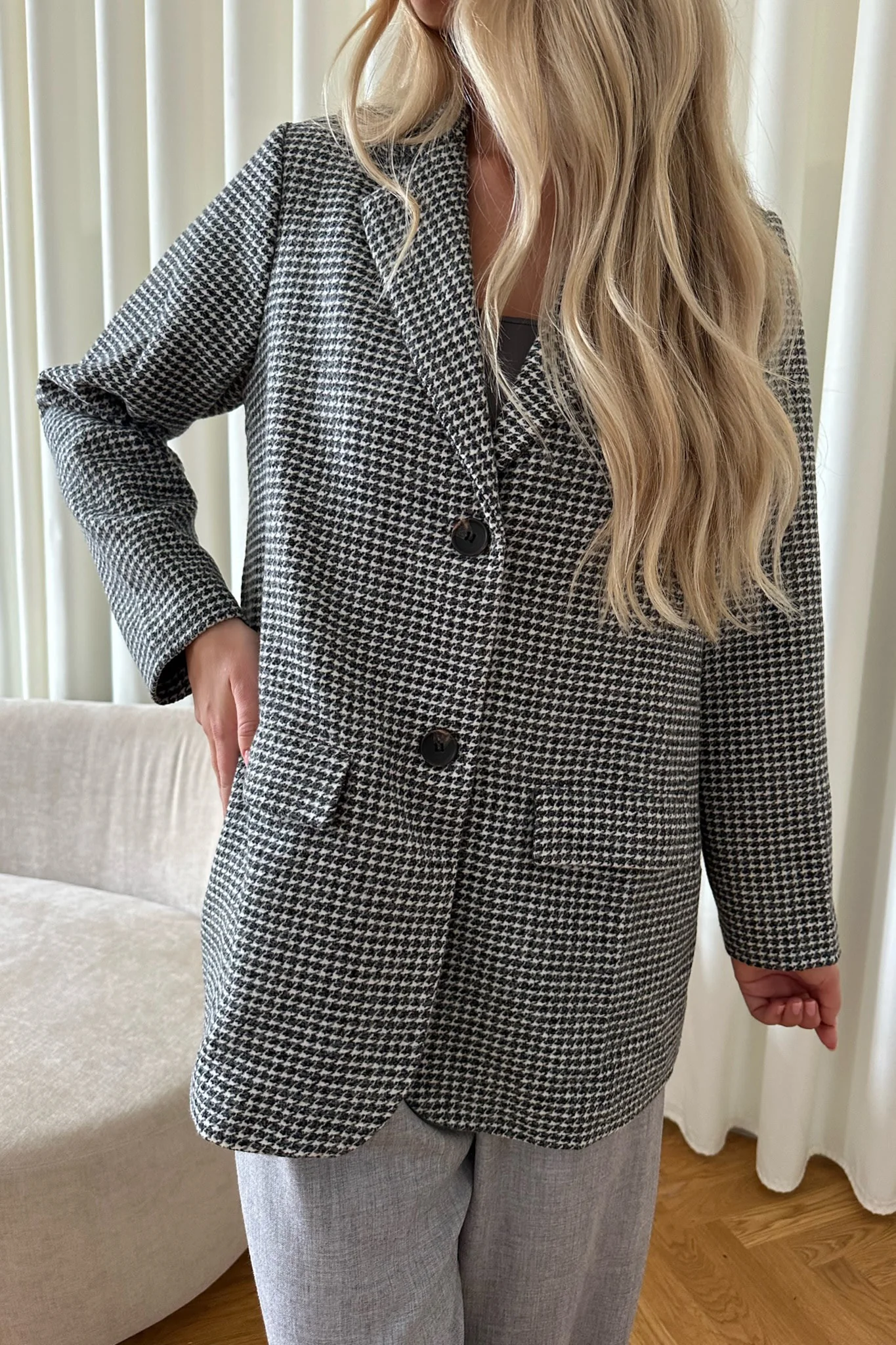 ElisaIC Blazer - Grey Beige Checks - Image 12