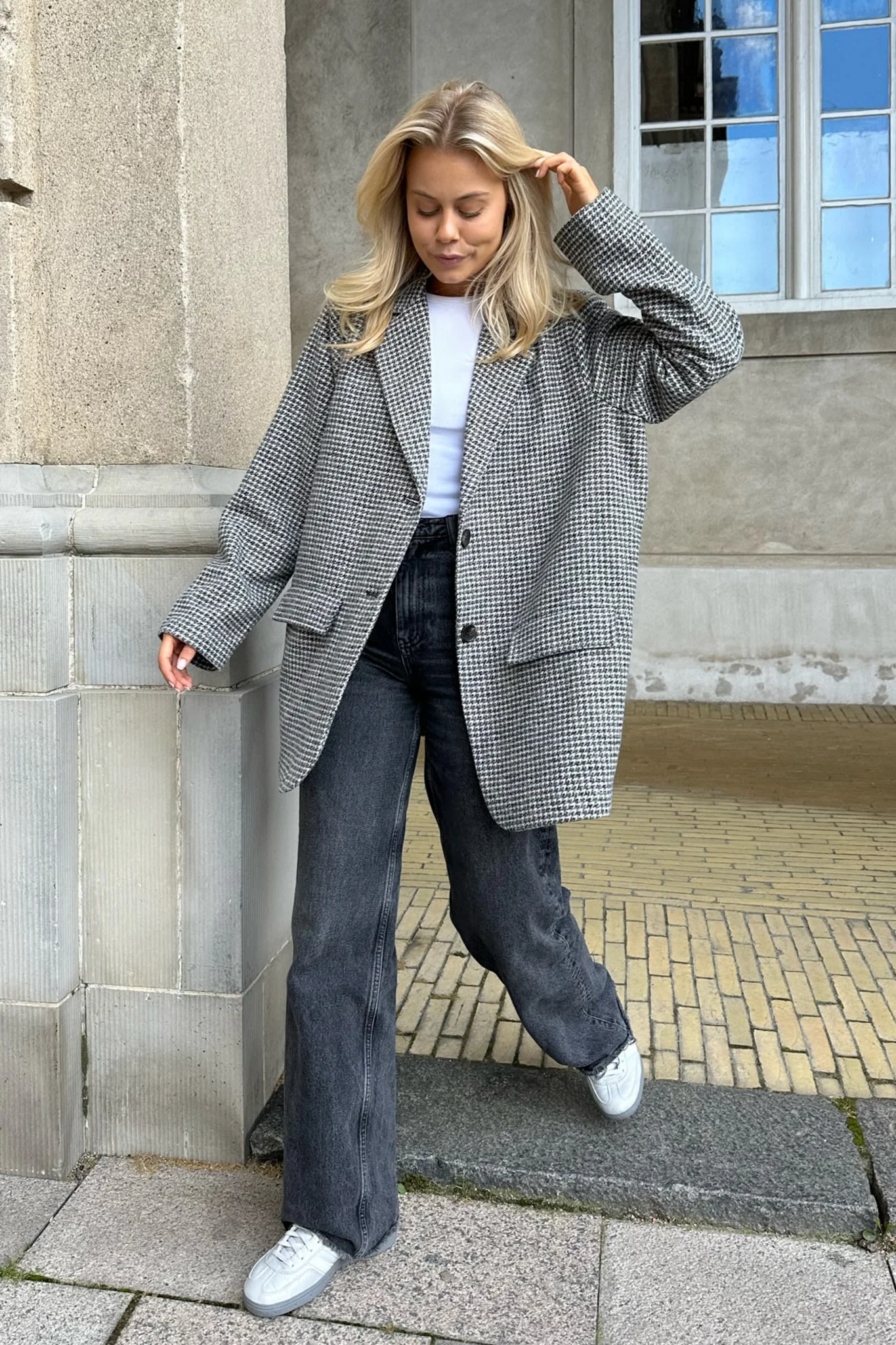 ElisaIC Blazer - Grey Beige Checks - Image 3
