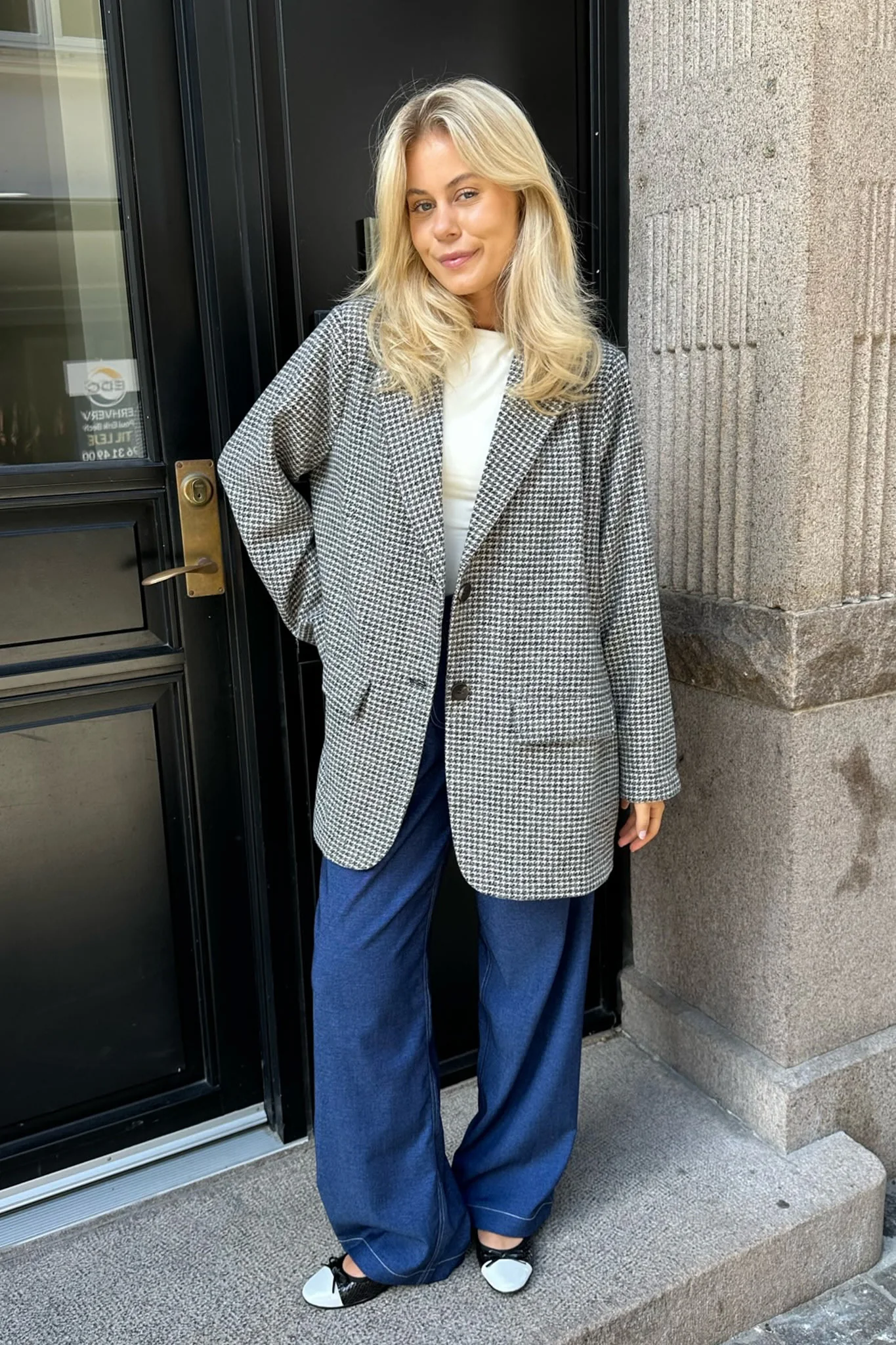 ElisaIC Blazer - Grey Beige Checks - Image 8