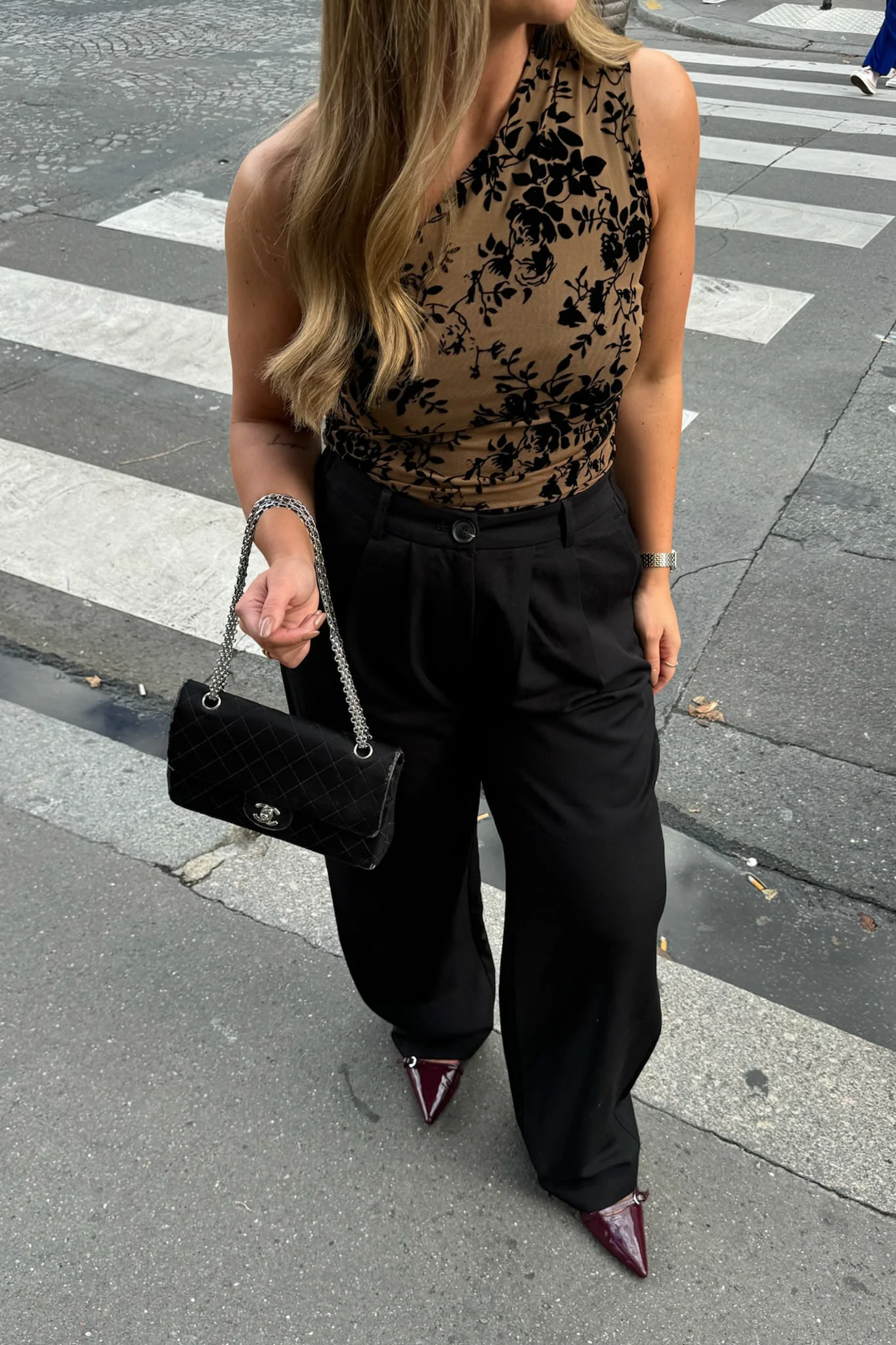 EllaIC Mesh Top - Beige Black Flower Print - Image 9