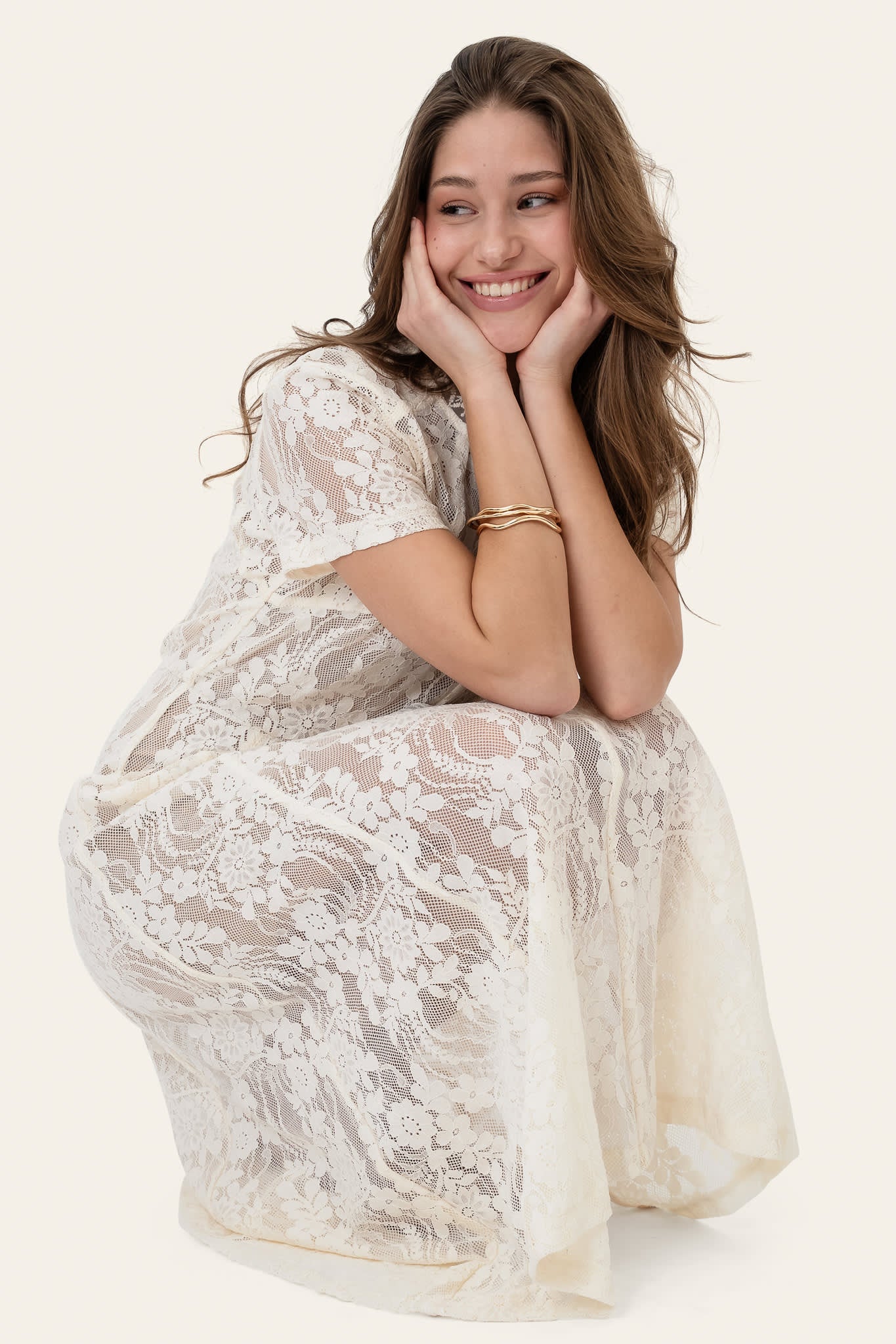 ElliaIC Long Dress - Off White Lace - Image 4