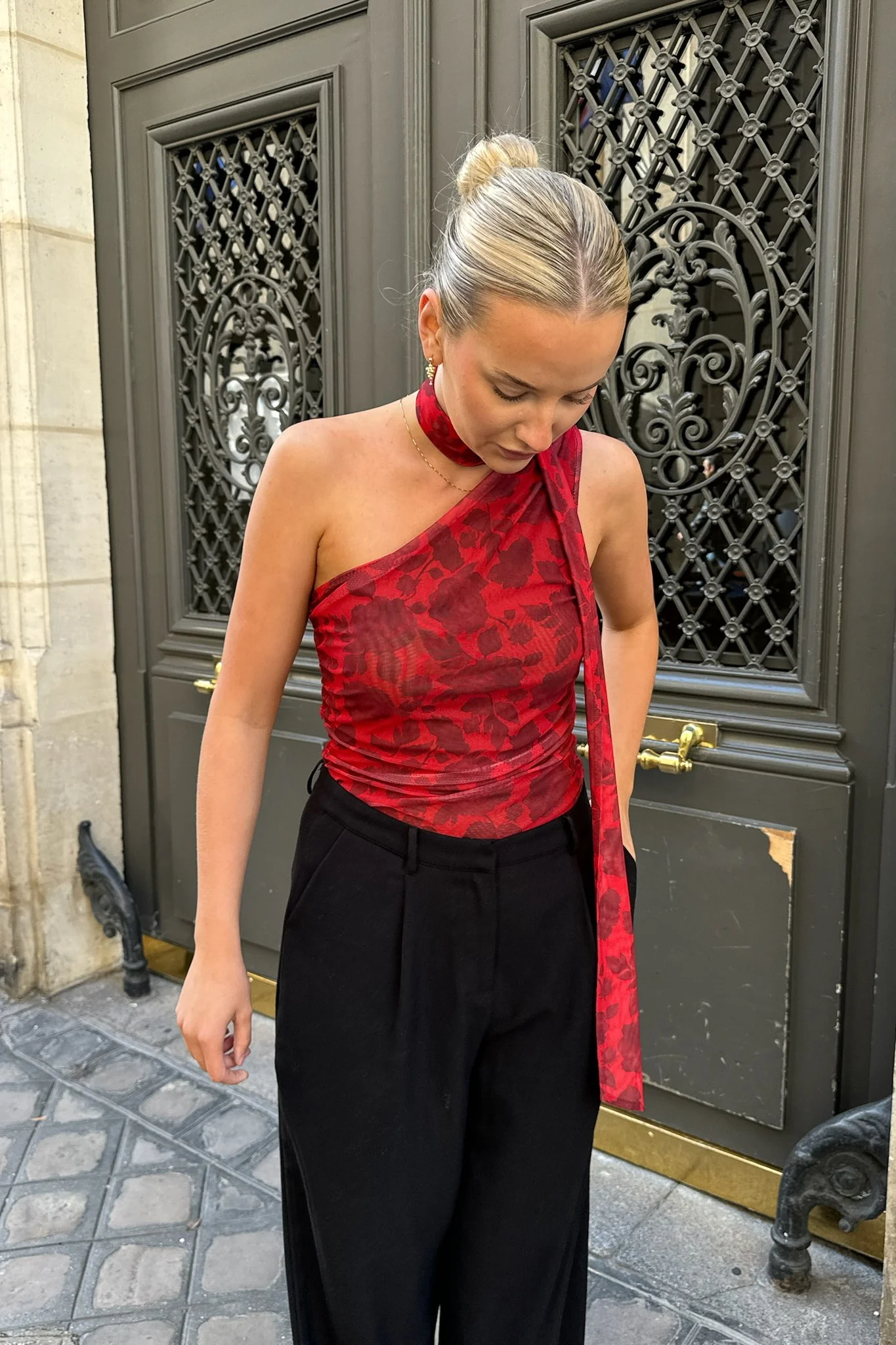 EllieIC Mesh Top - Red Flower Print - Image 4