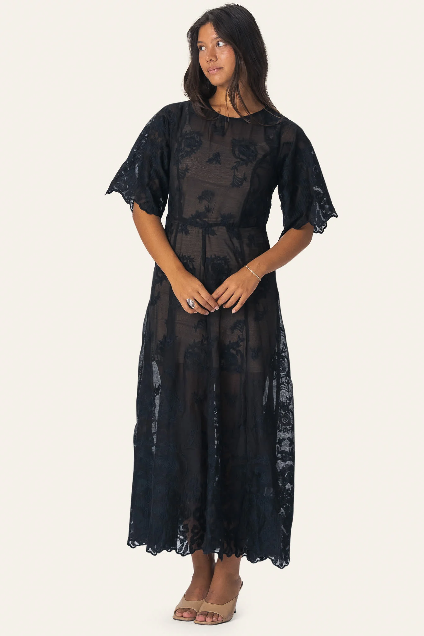 EllinorIC Lace Long Dress - Vintage Black - Image 2