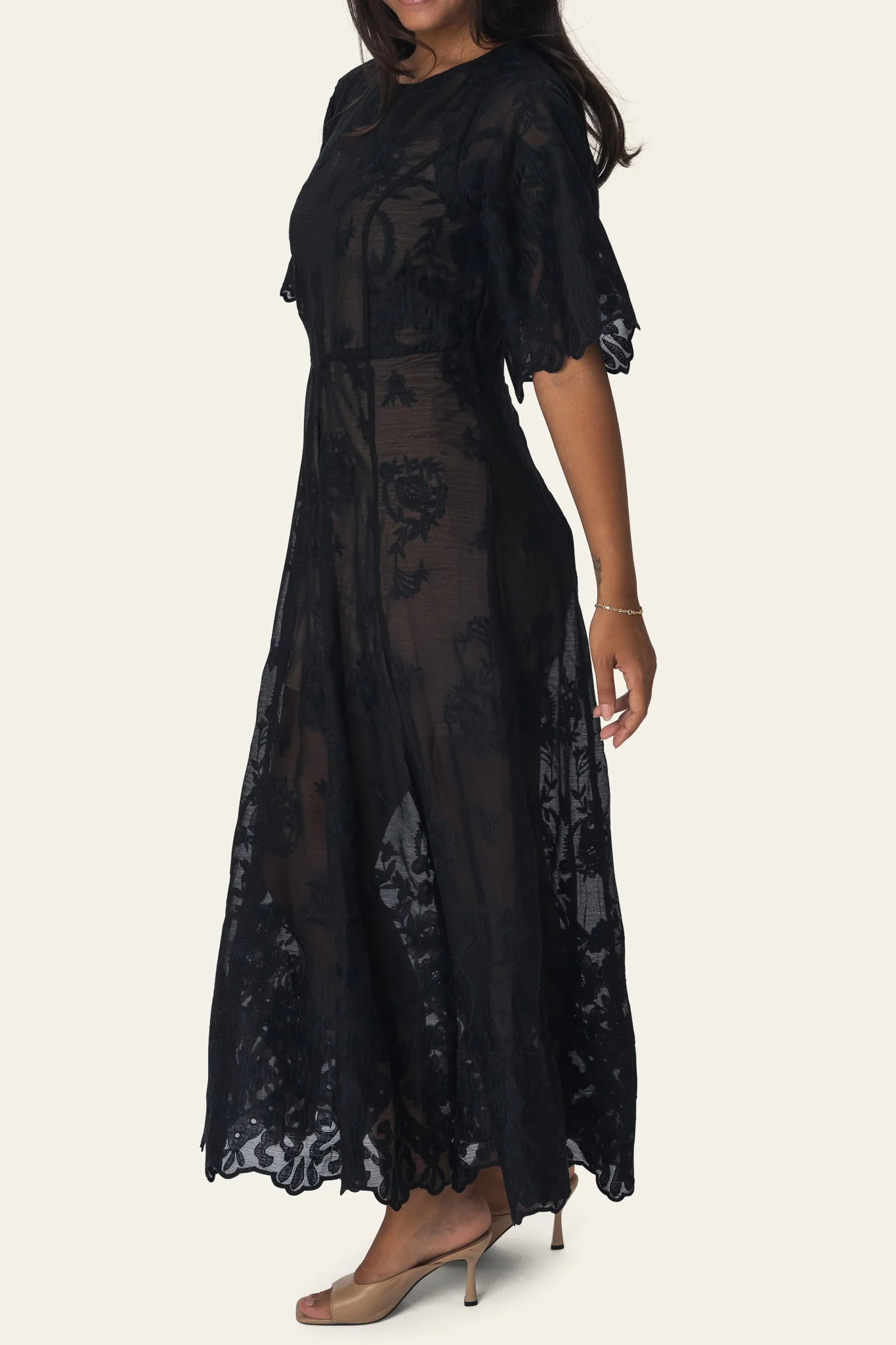 EllinorIC Lace Long Dress - Vintage Black - Image 3
