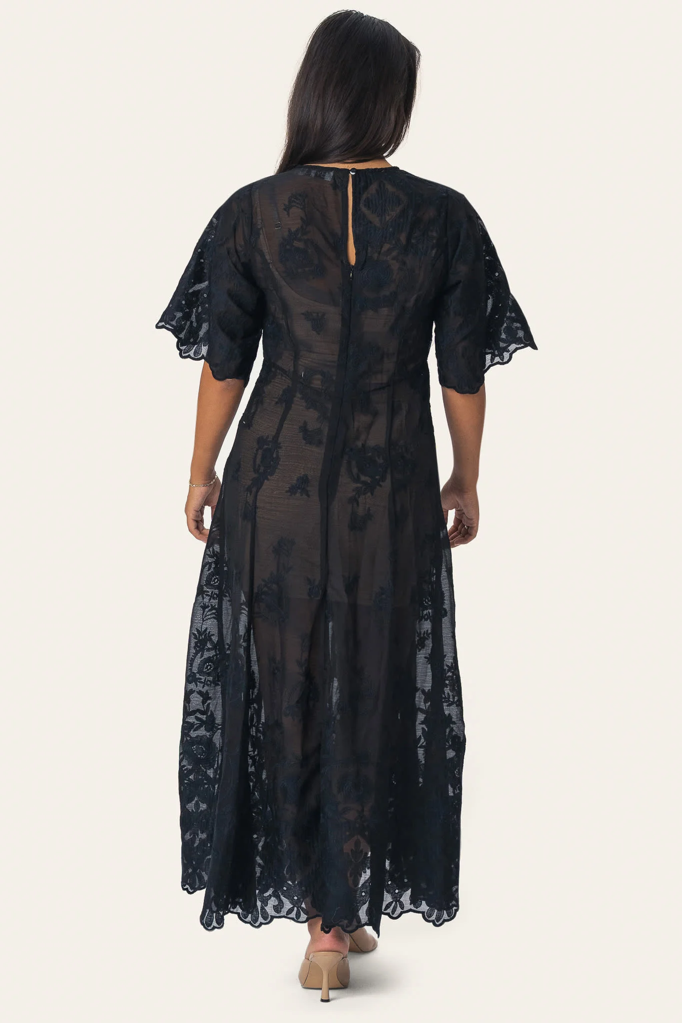 EllinorIC Lace Long Dress - Vintage Black - Image 4