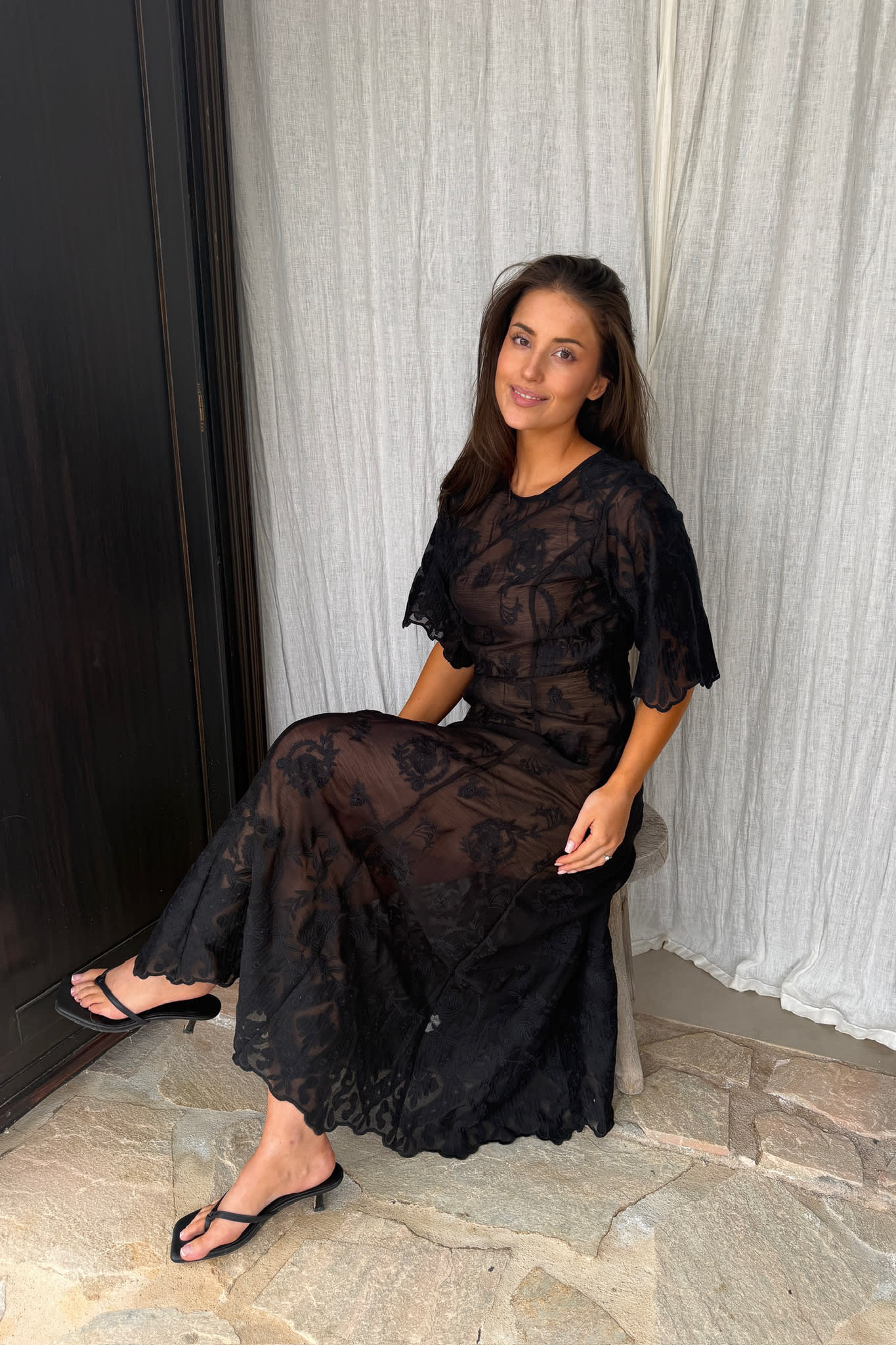 EllinorIC Lace Long Dress - Vintage Black - Image 5