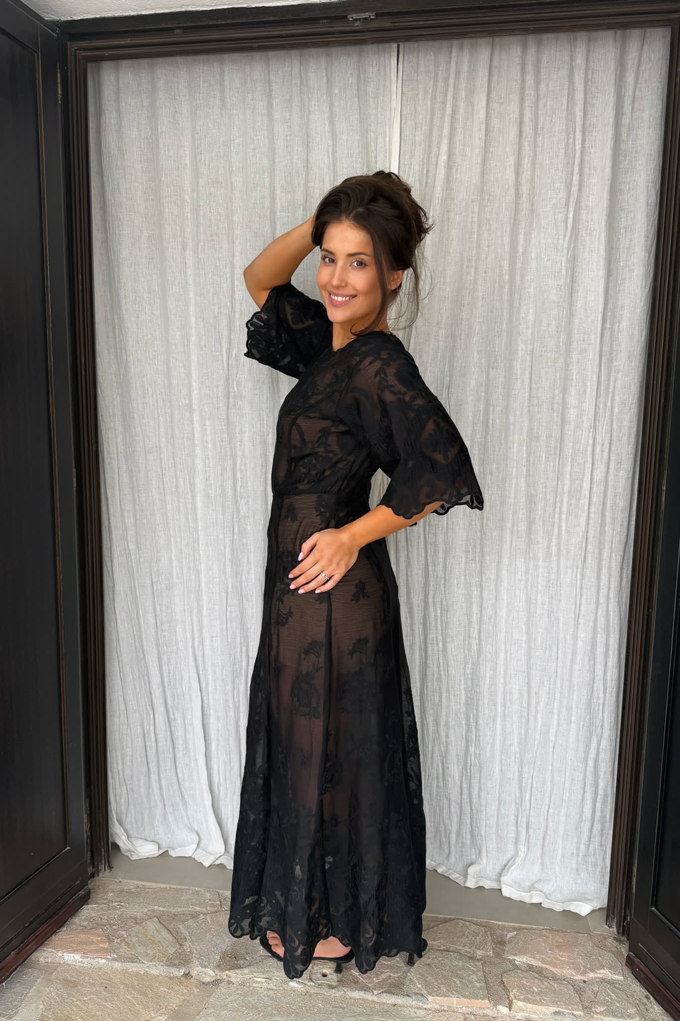 EllinorIC Lace Long Dress - Vintage Black - Image 6