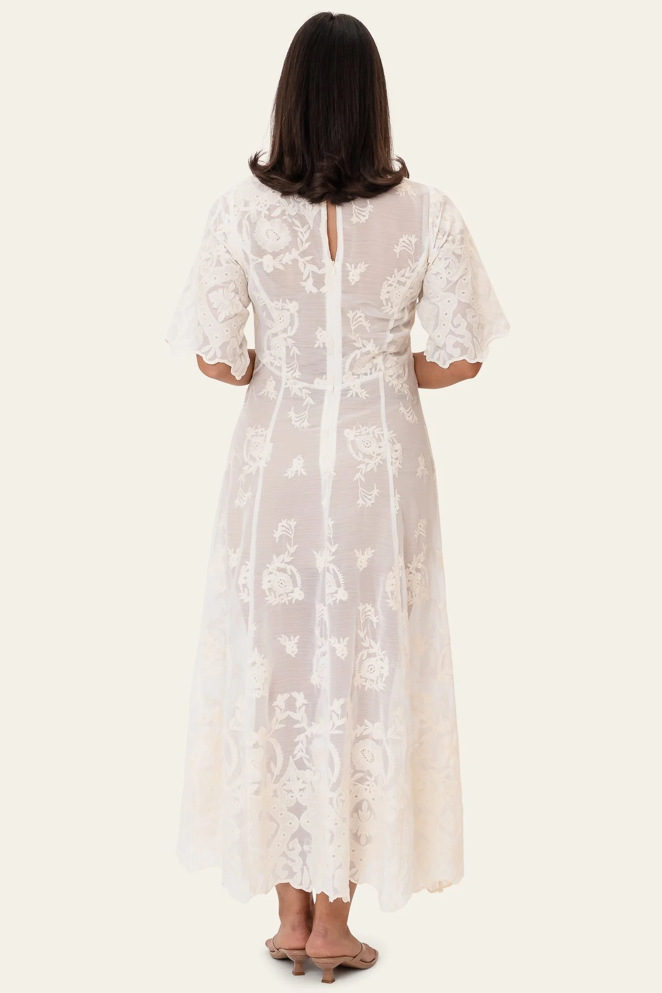 EllinorIC Lace Long Dress - Vintage White - Image 4