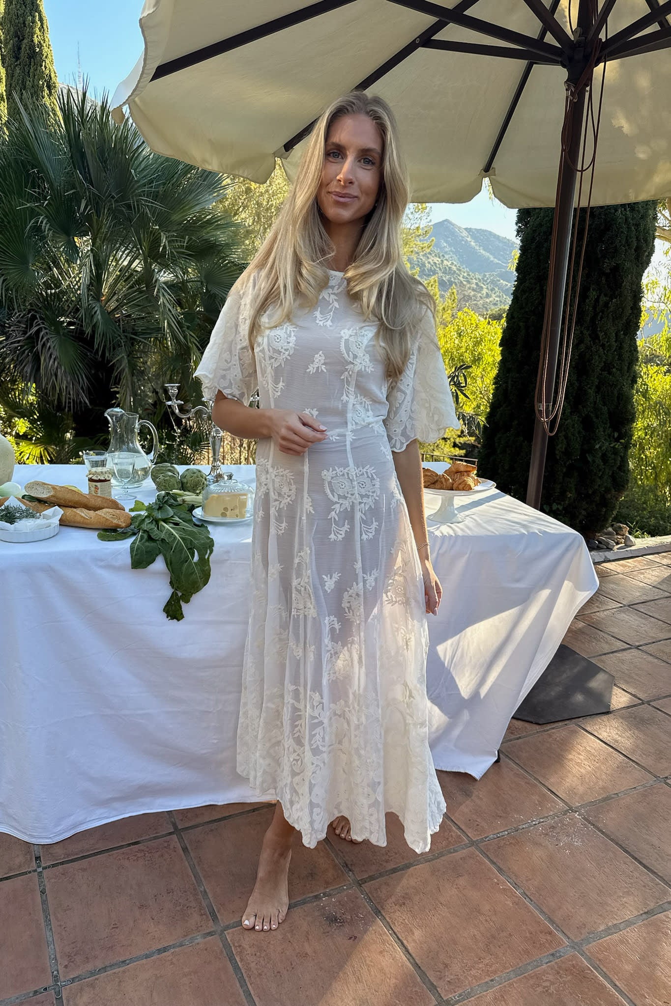 EllinorIC Lace Long Dress - Vintage White - Image 8