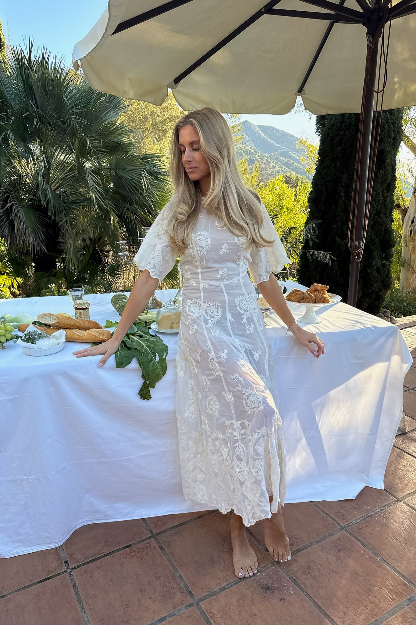 EllinorIC Lace Long Dress - Vintage White - Image 9