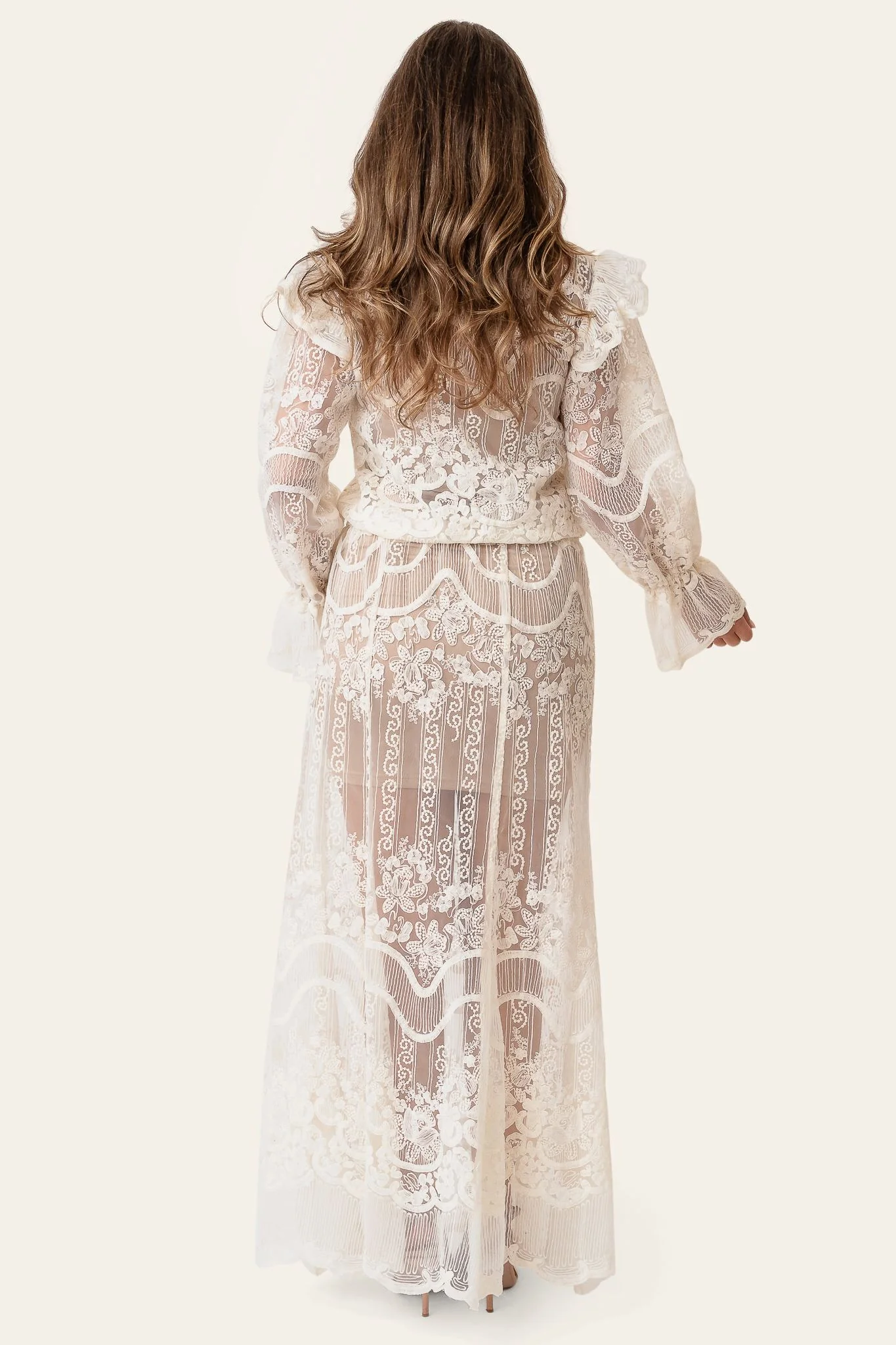 EllinorIC Lace Maxi Skirt - Off White - Image 4