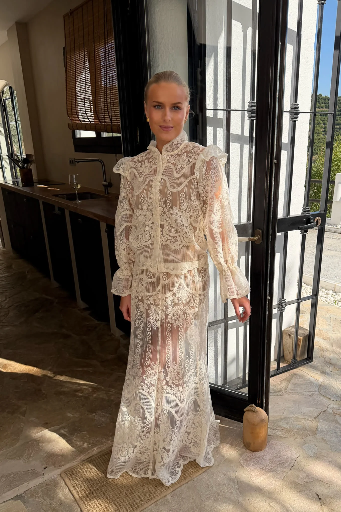 EllinorIC Lace Maxi Skirt - Off White - Image 5