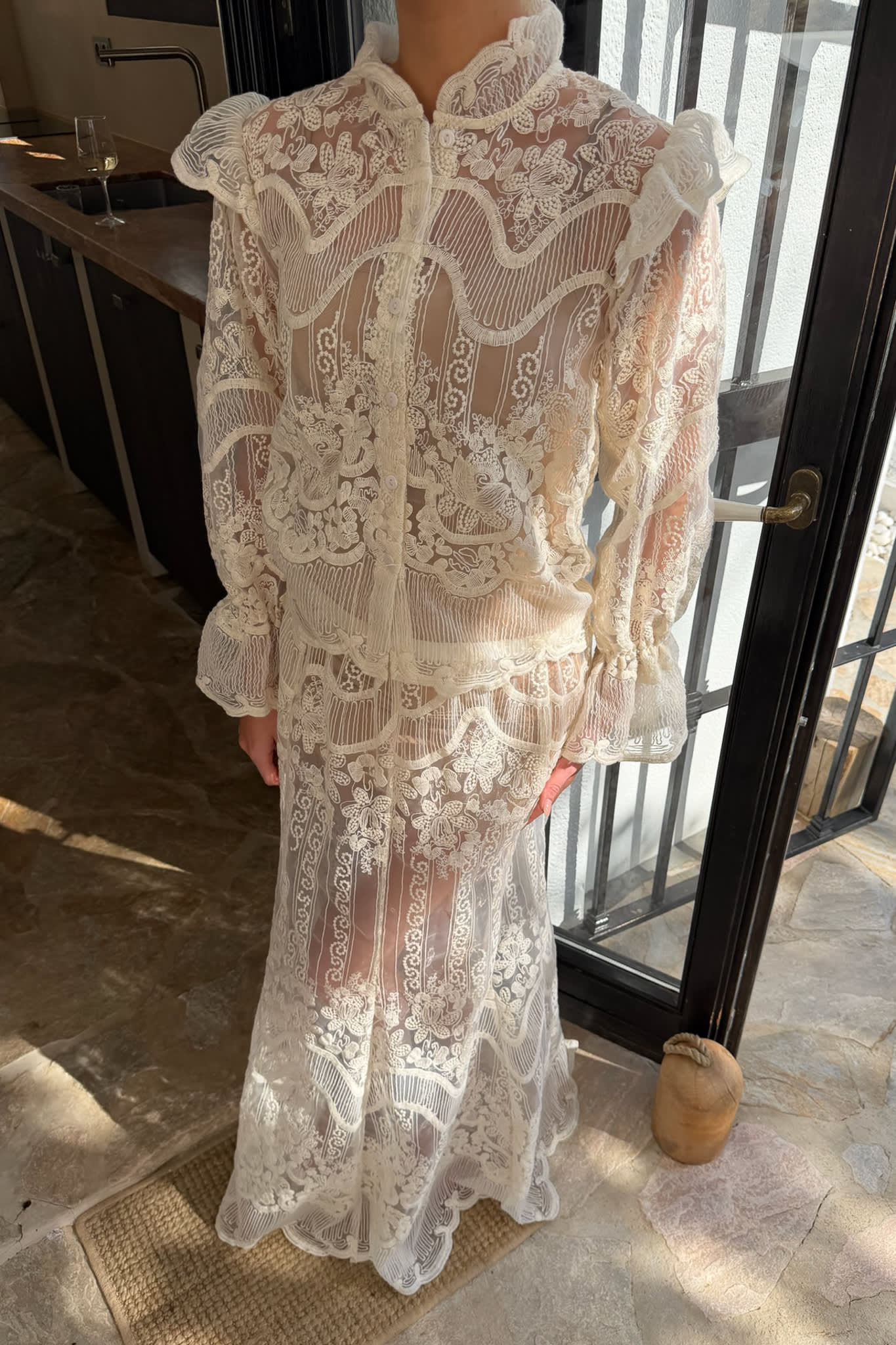 EllinorIC Lace Maxi Skirt - Off White - Image 6