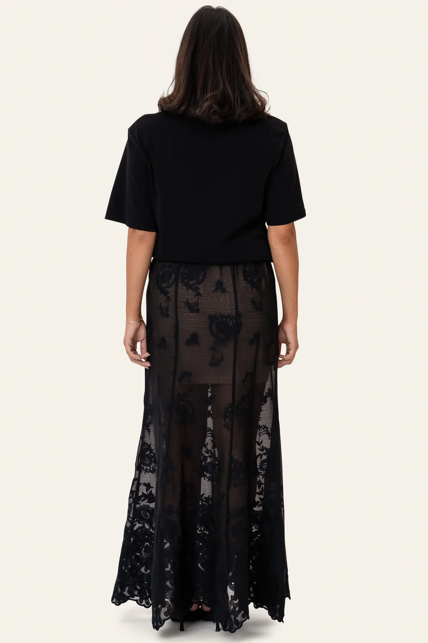 EllinorIC Lace Maxi Skirt - Vintage Black - Image 4