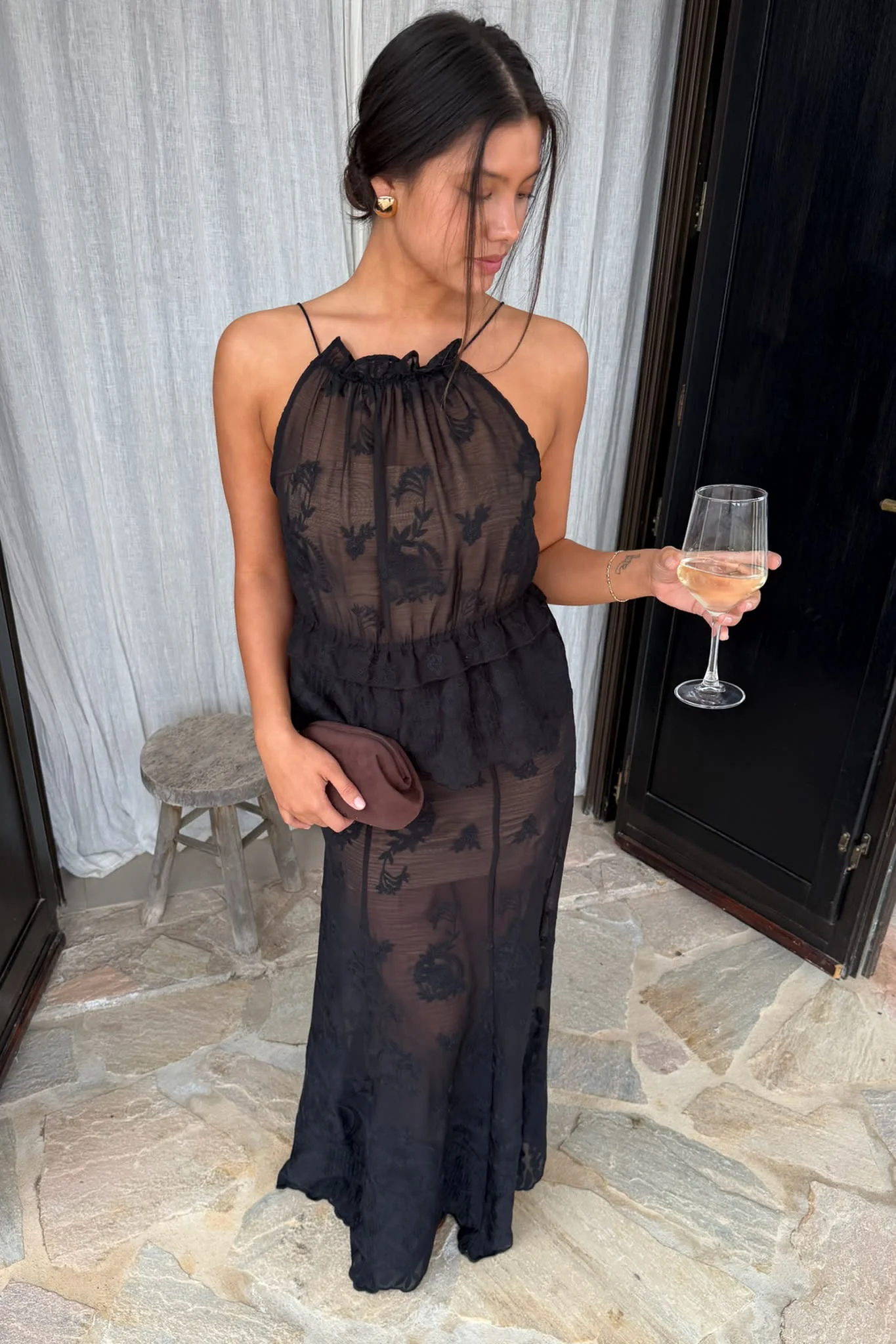 EllinorIC Lace Maxi Skirt - Vintage Black - Image 6