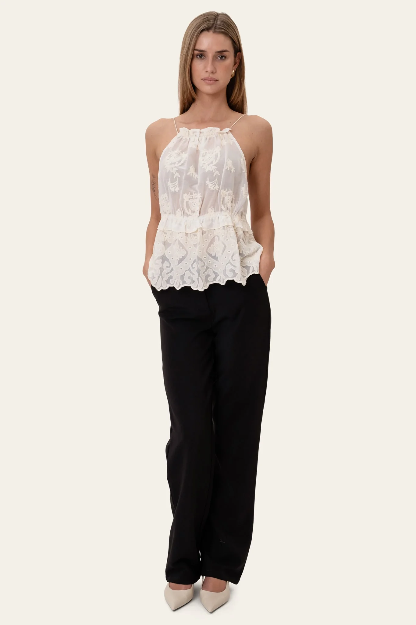 EllinorIC Lace Top - Vintage White - Image 3