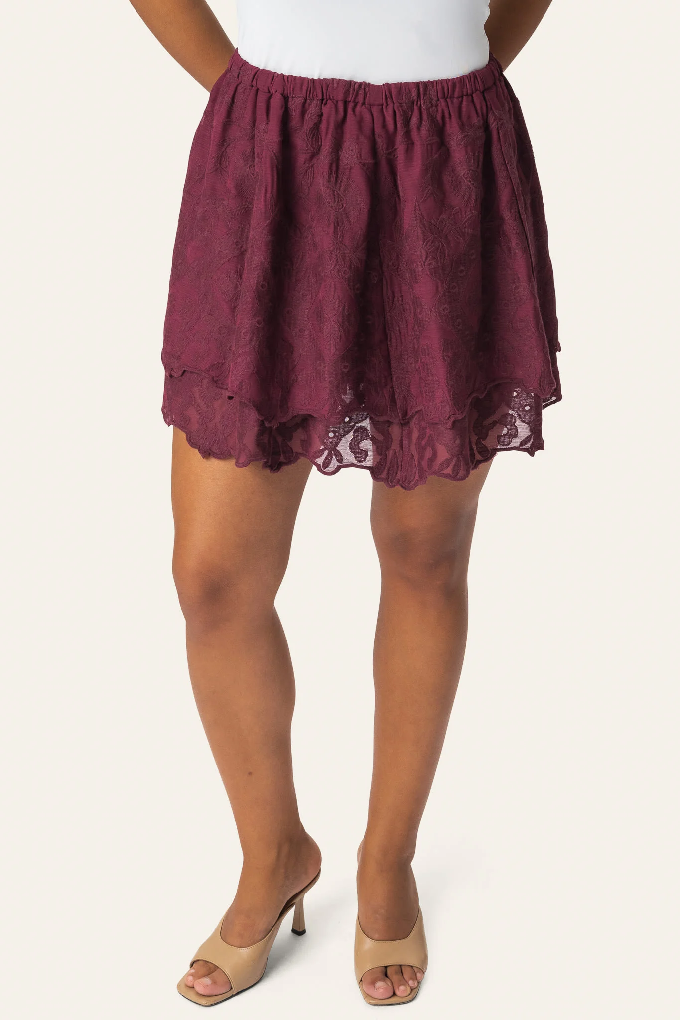 EllinorIC Lace Mini Skirt - Vintage Bordeaux - Image 4