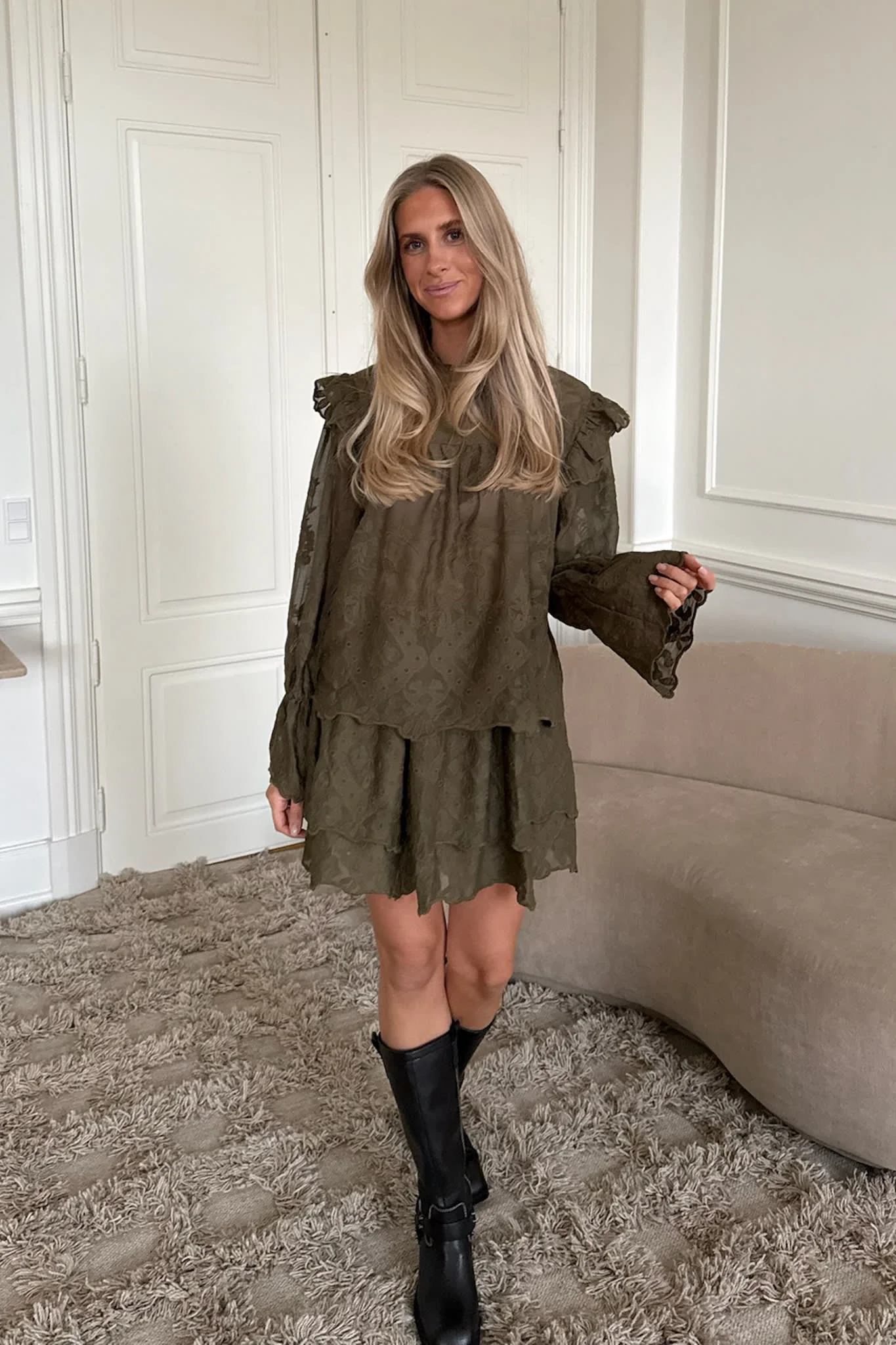 EllinorIC Lace Mini Skirt - Vintage Olive - Image 6