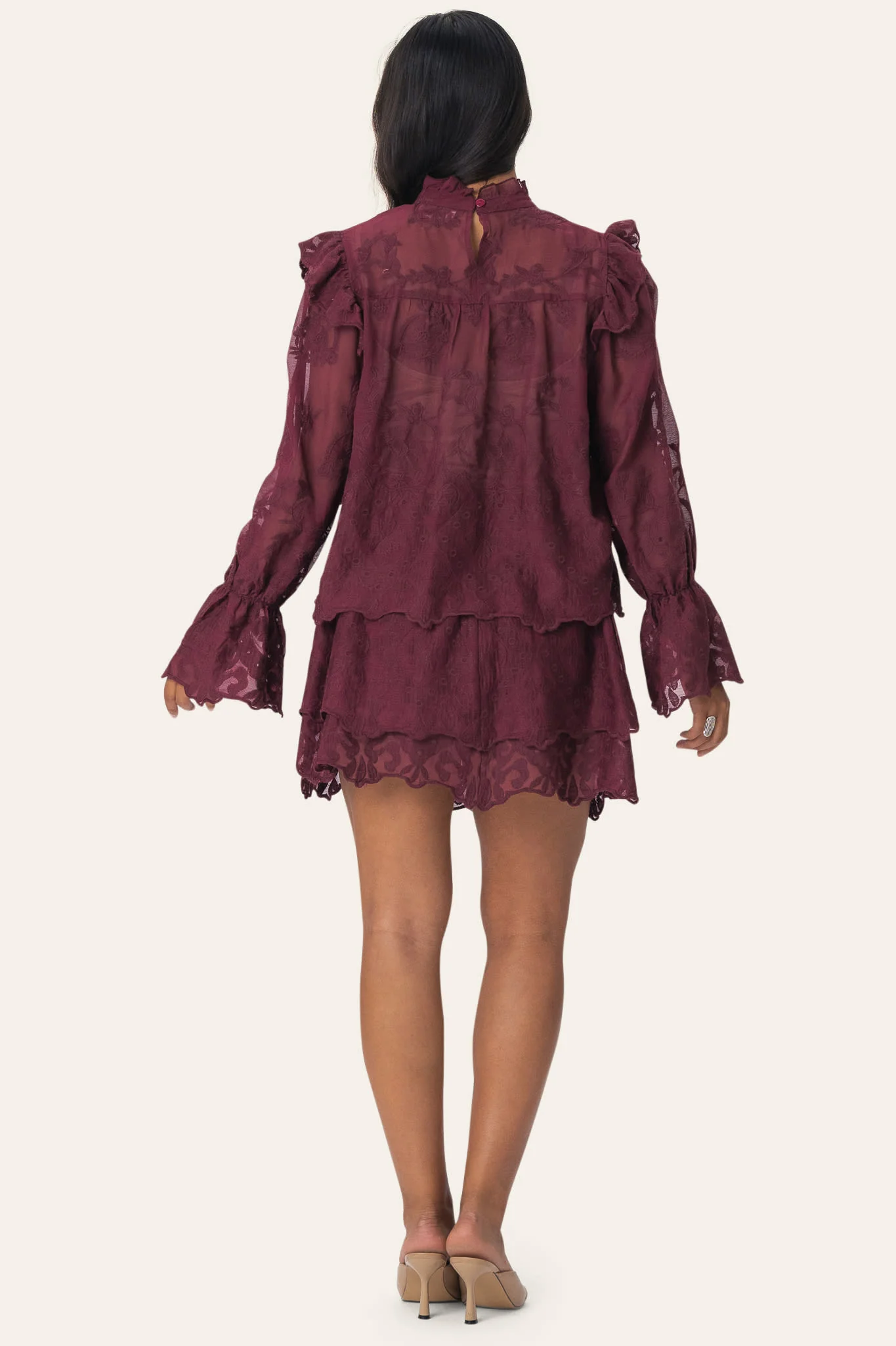 EllinorIC Lace Shirt - Vintage Bordeaux - Image 3