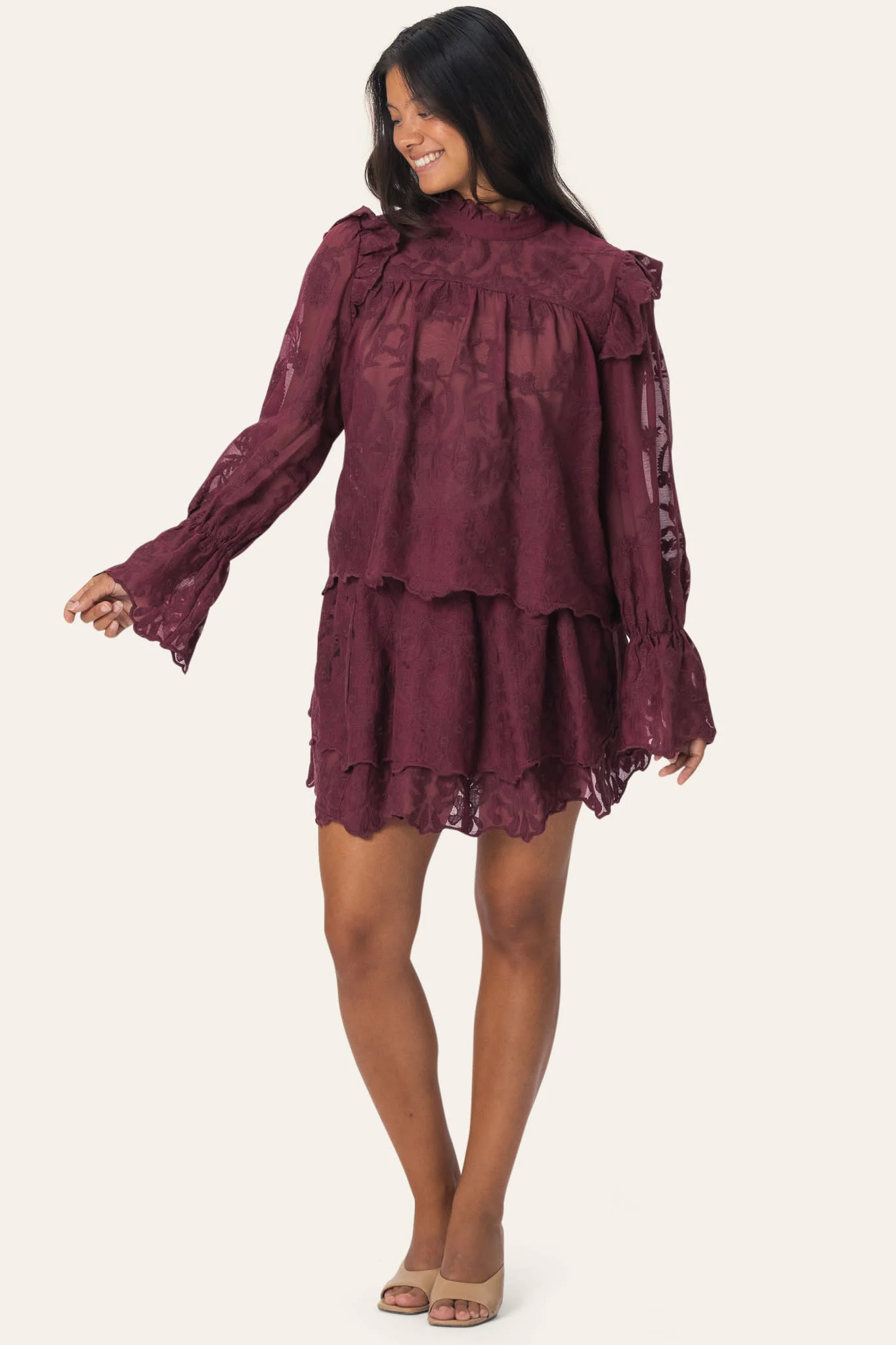 EllinorIC Lace Shirt - Vintage Bordeaux - Image 4