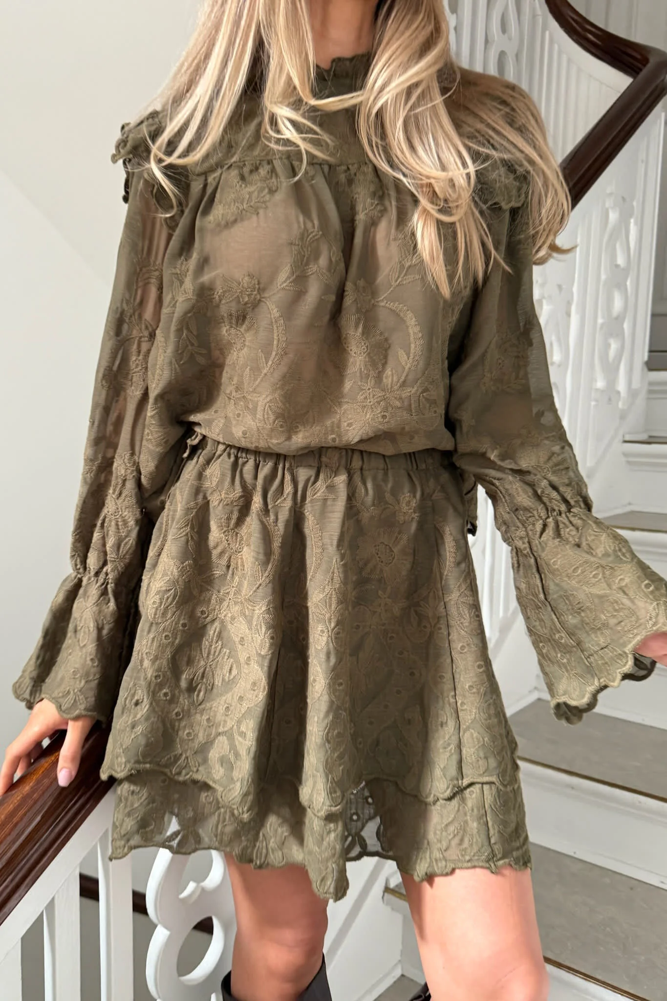 EllinorIC Lace Shirt - Vintage Olive - Image 5