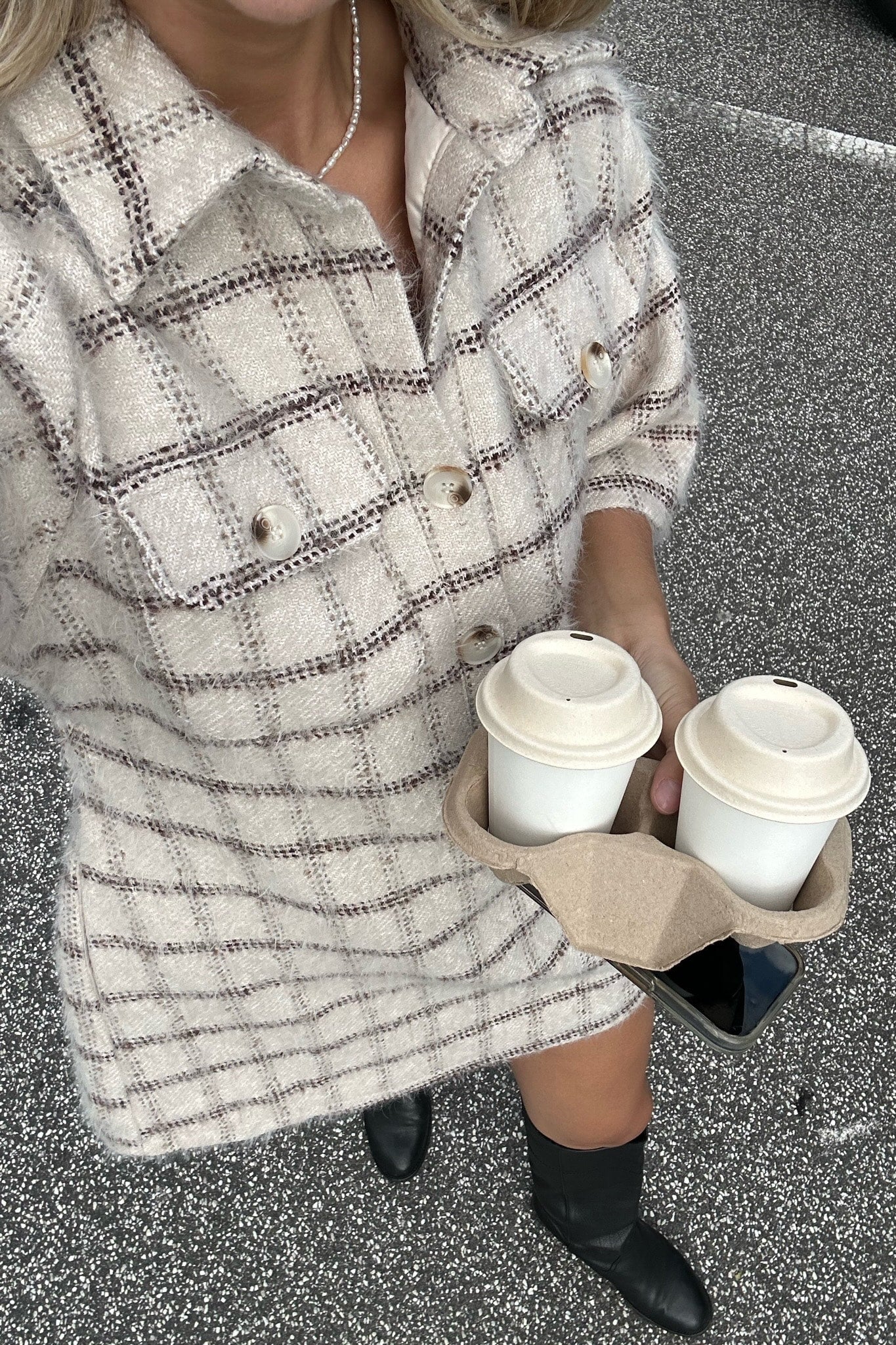 ElmaIC Dress - Beige/Brown Checks - Image 2