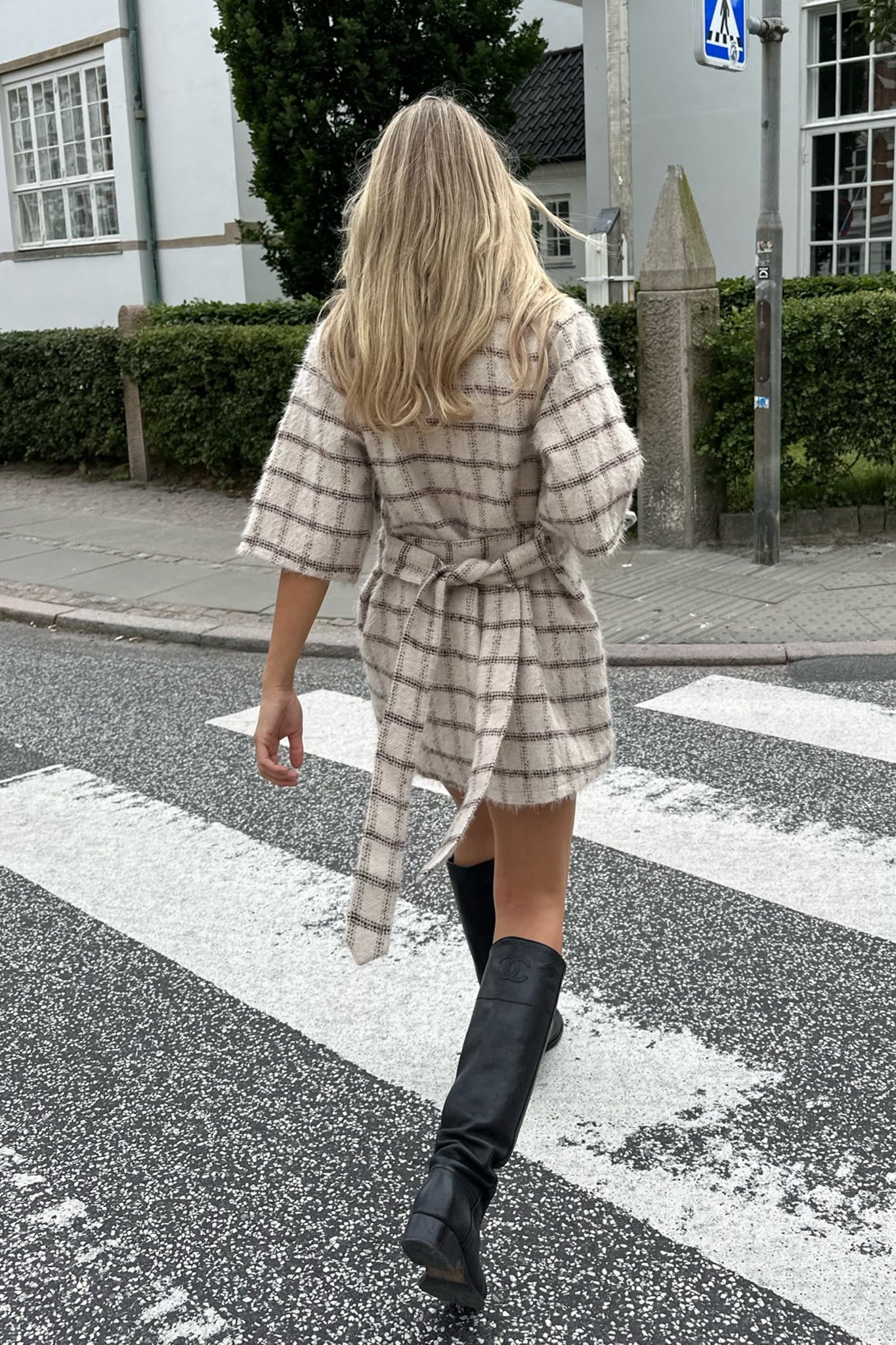 ElmaIC Dress - Beige/Brown Checks - Image 3