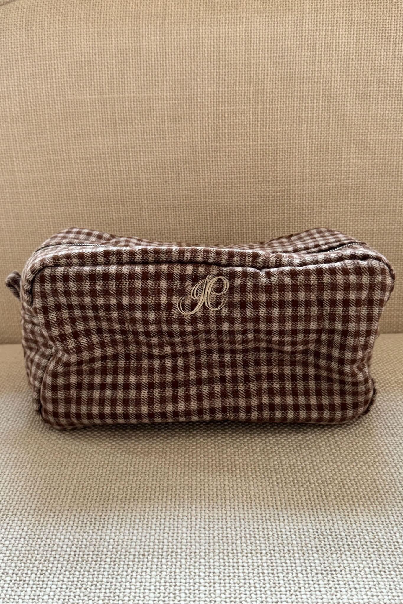 EmilieIC Cosmetic Bag - Brown Checks - Image 4