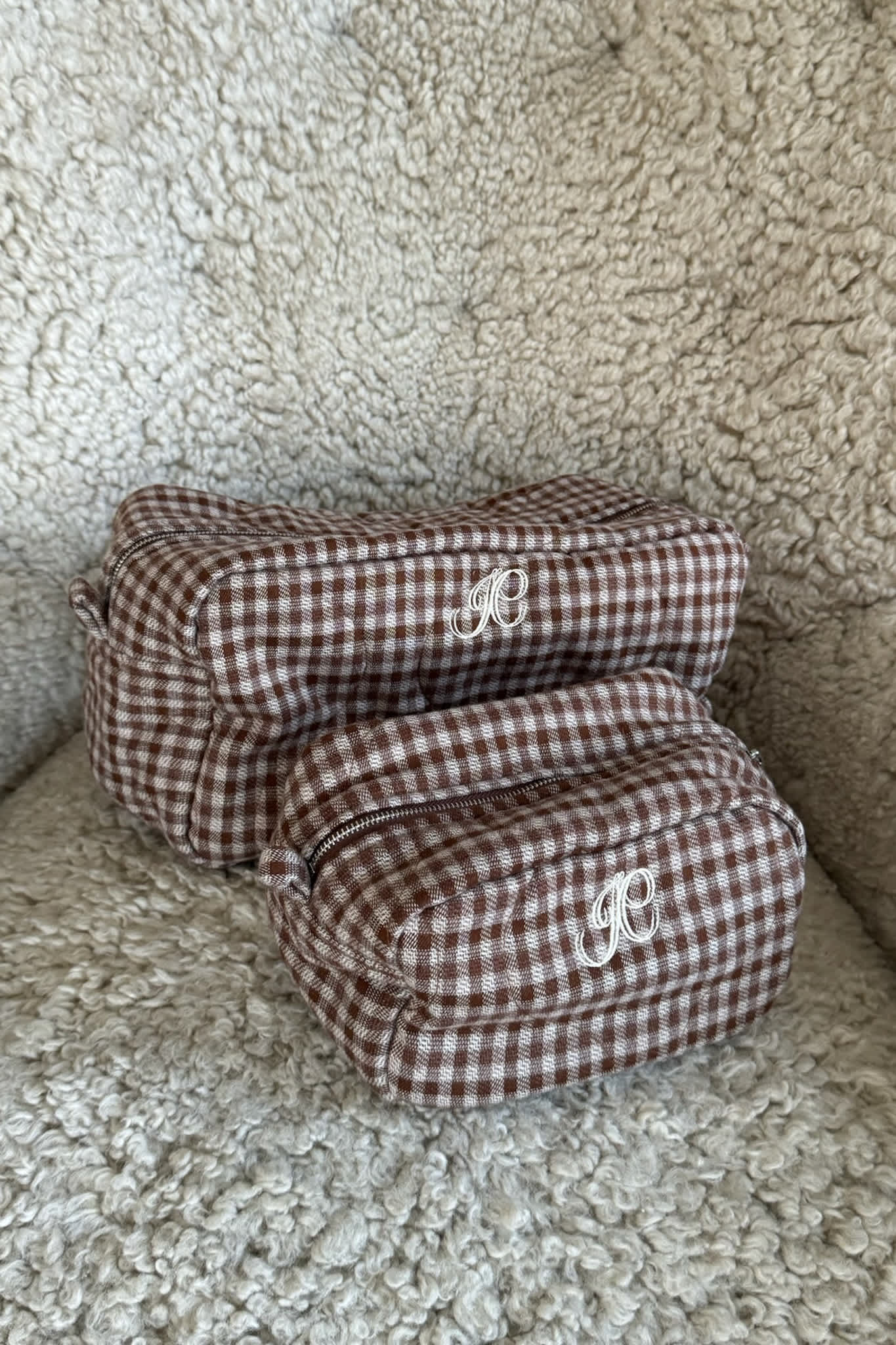 EmilieIC Cosmetic Bag - Brown Checks - Image 5