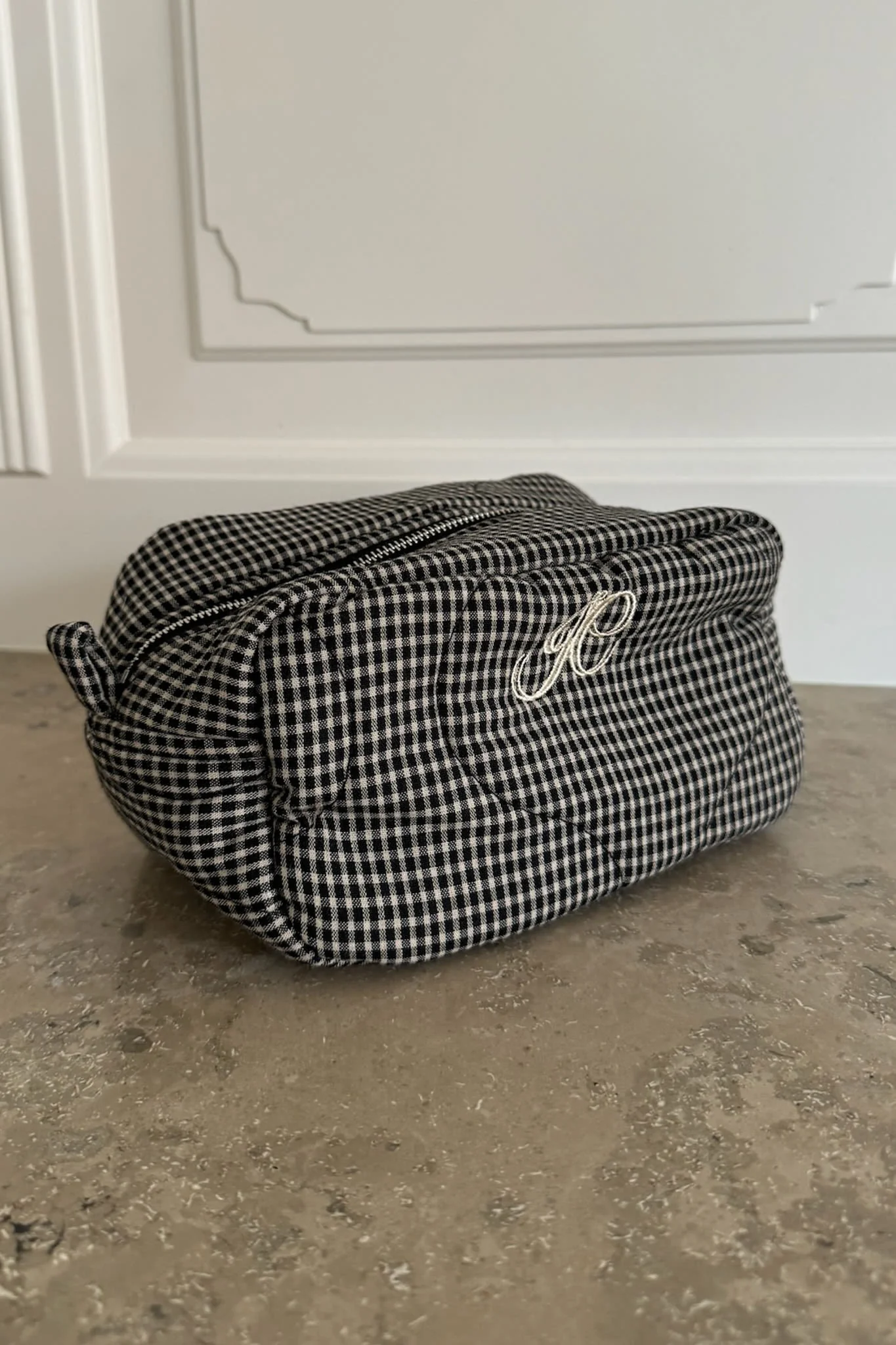 EmilieIC Mini Cosmetic Bag - Black Checks - Image 7