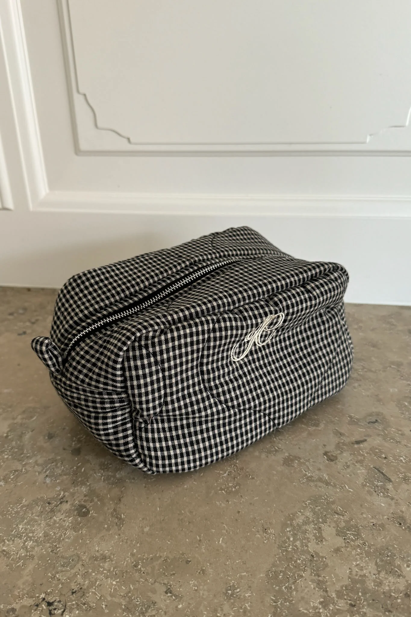 EmilieIC Mini Cosmetic Bag - Black Checks - Image 8