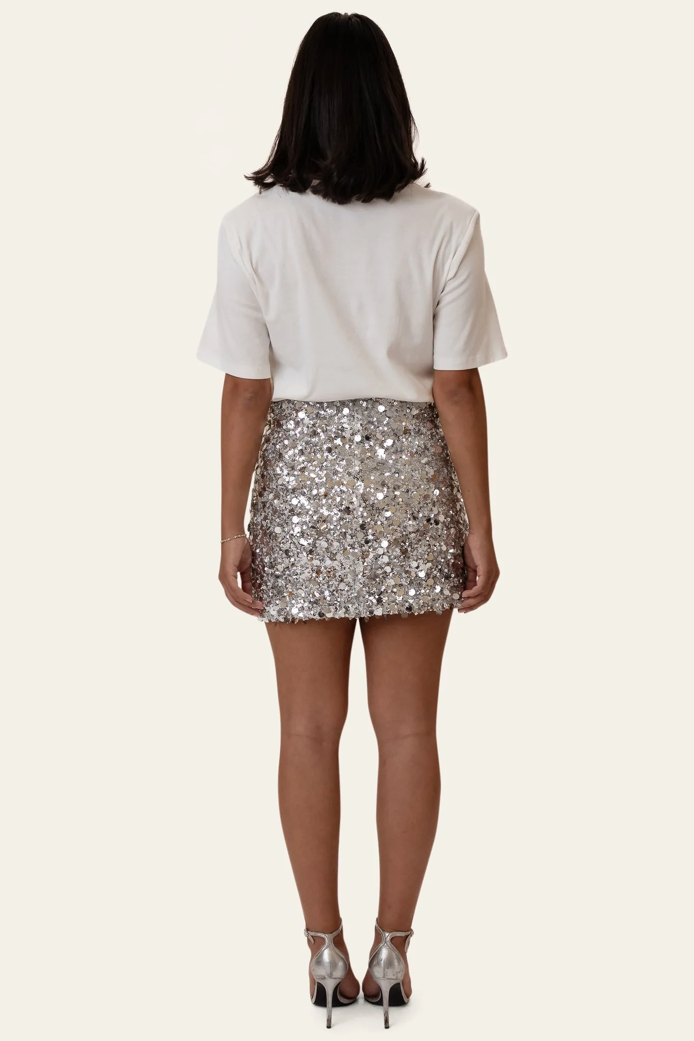 EmilyIC Mini Skirt - Silver Sequin - Image 4